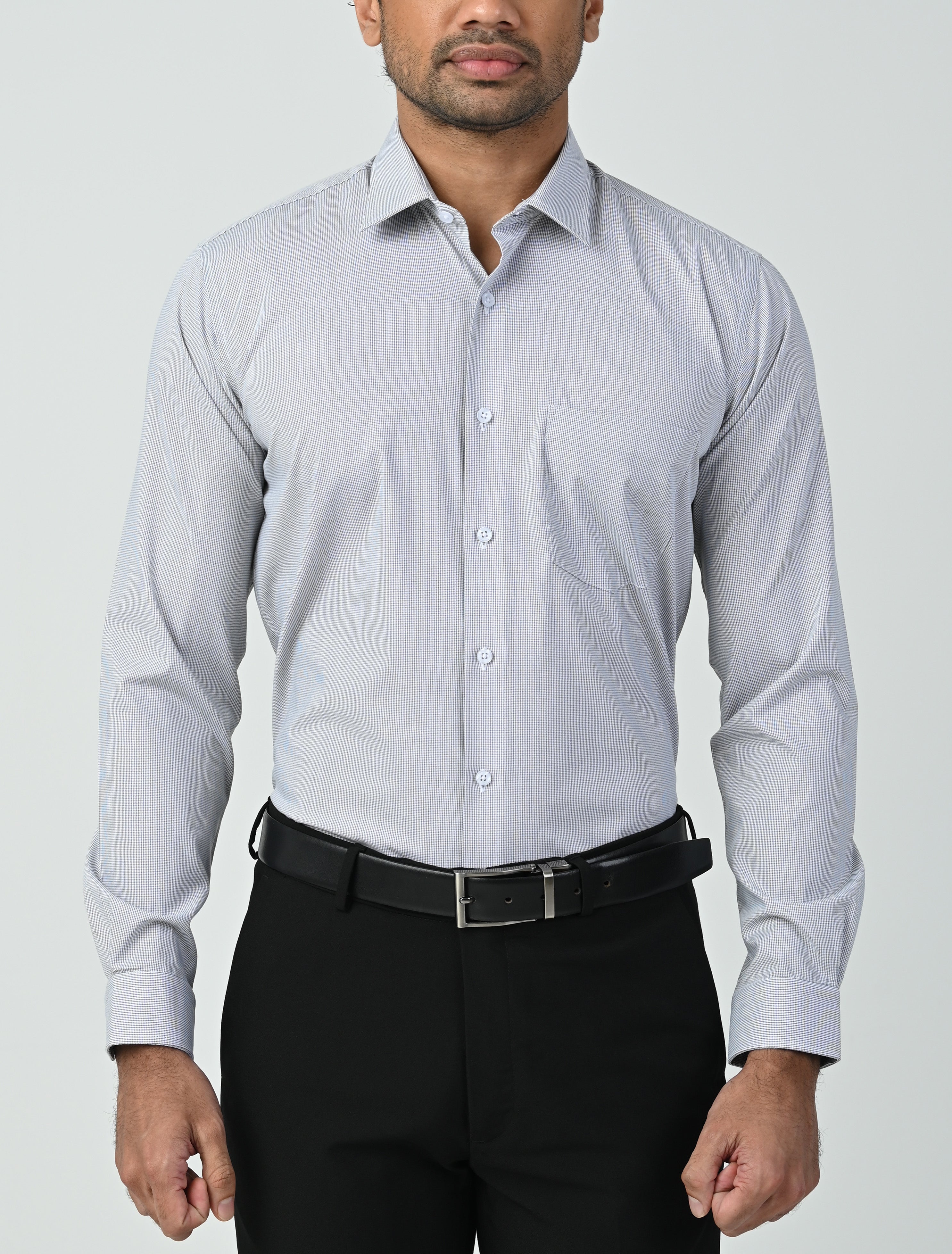 Vantage Uber Slim Fit  Long Sleeve Modal fabric Micro Check Men's Fashion Shirt