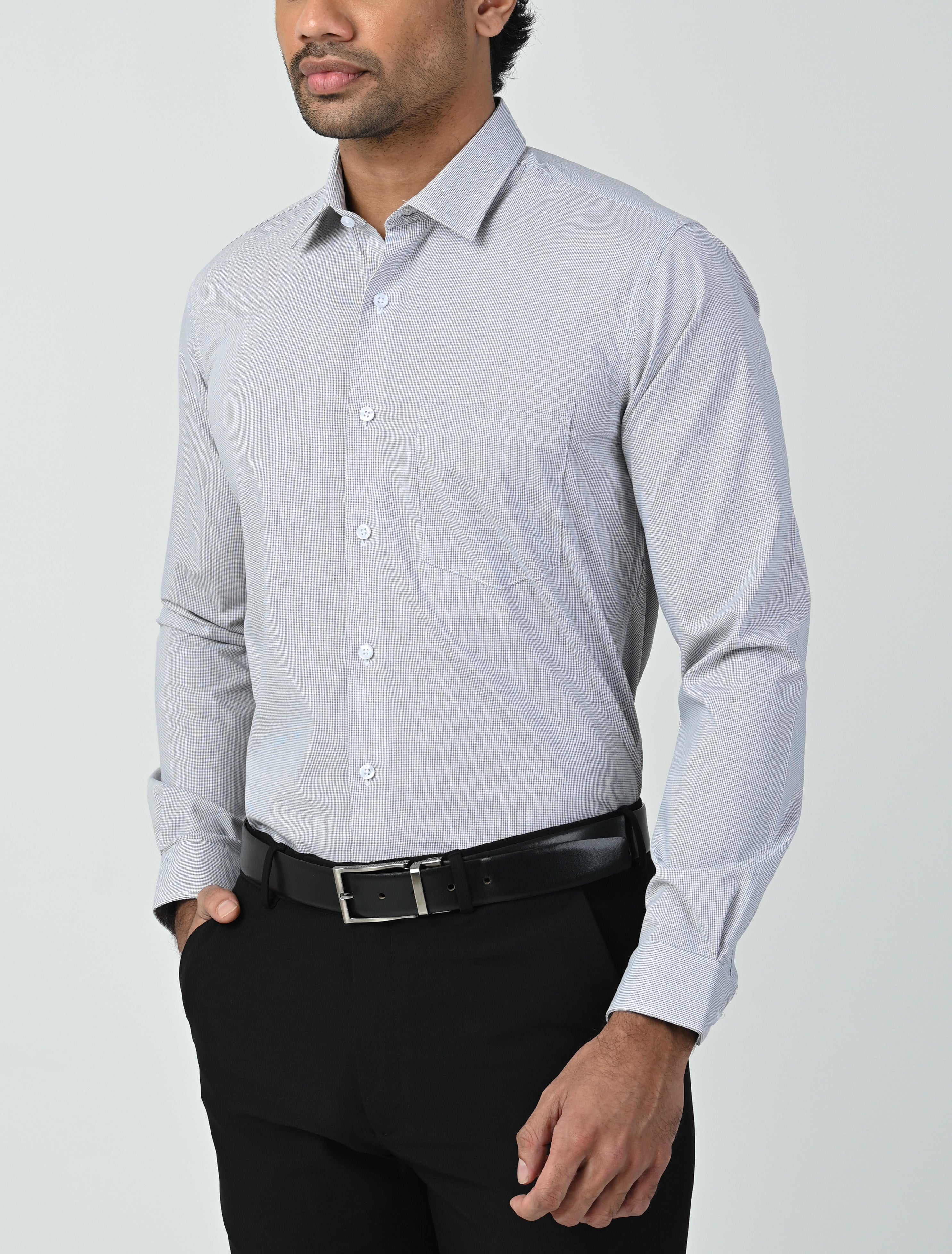 Vantage Uber Slim Fit  Long Sleeve Modal fabric Micro Check Men's Fashion Shirt