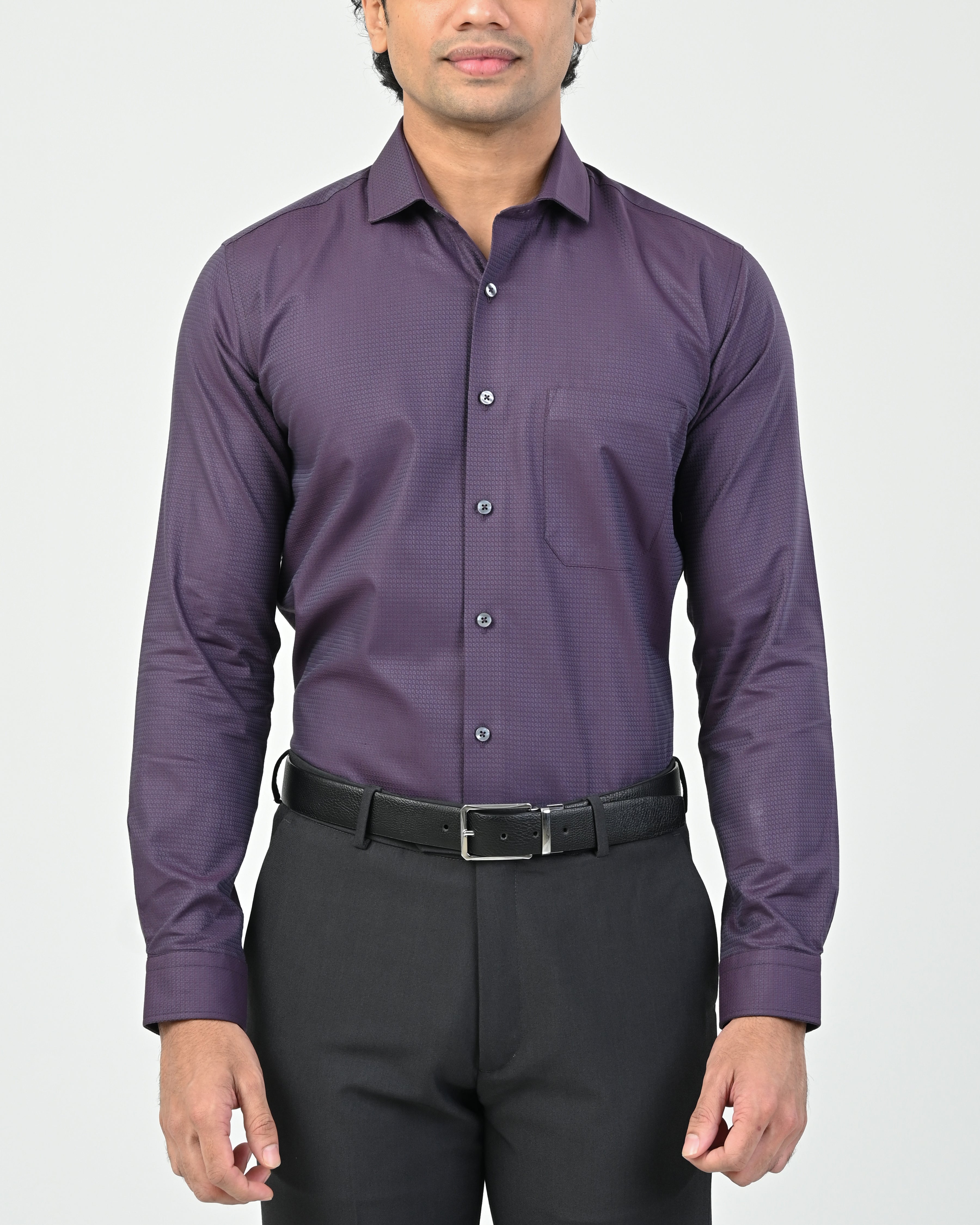 Vantage Blue Premium Giza 100% Cotton Dobby Slim Fit Long Sleeve Men’s Shirt