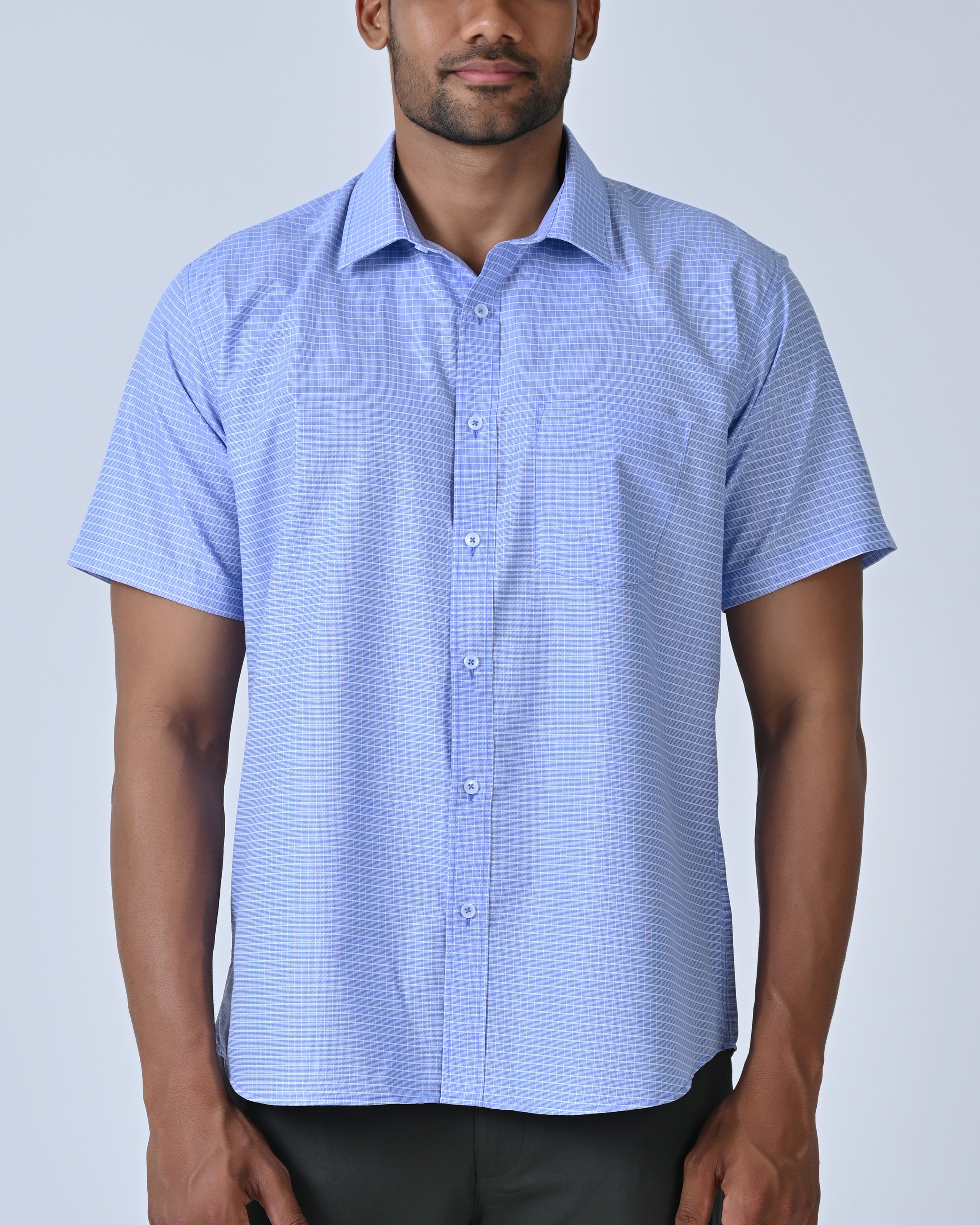 Vantage Business Regular Fit Short Sleeve Micro Check Mens Shirt