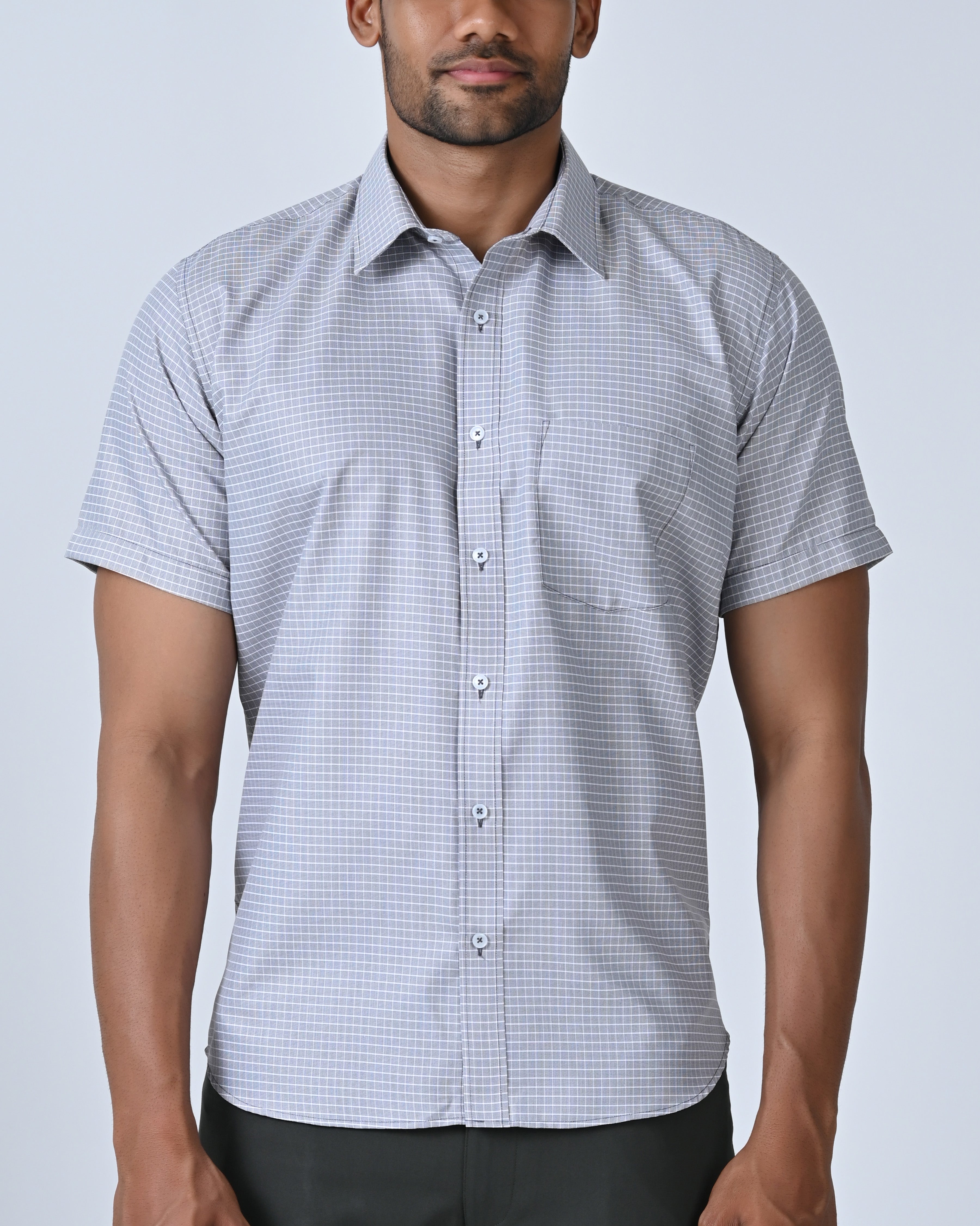 Vantage Business Regular Fit Short Sleeve Micro Check Mens Shirt