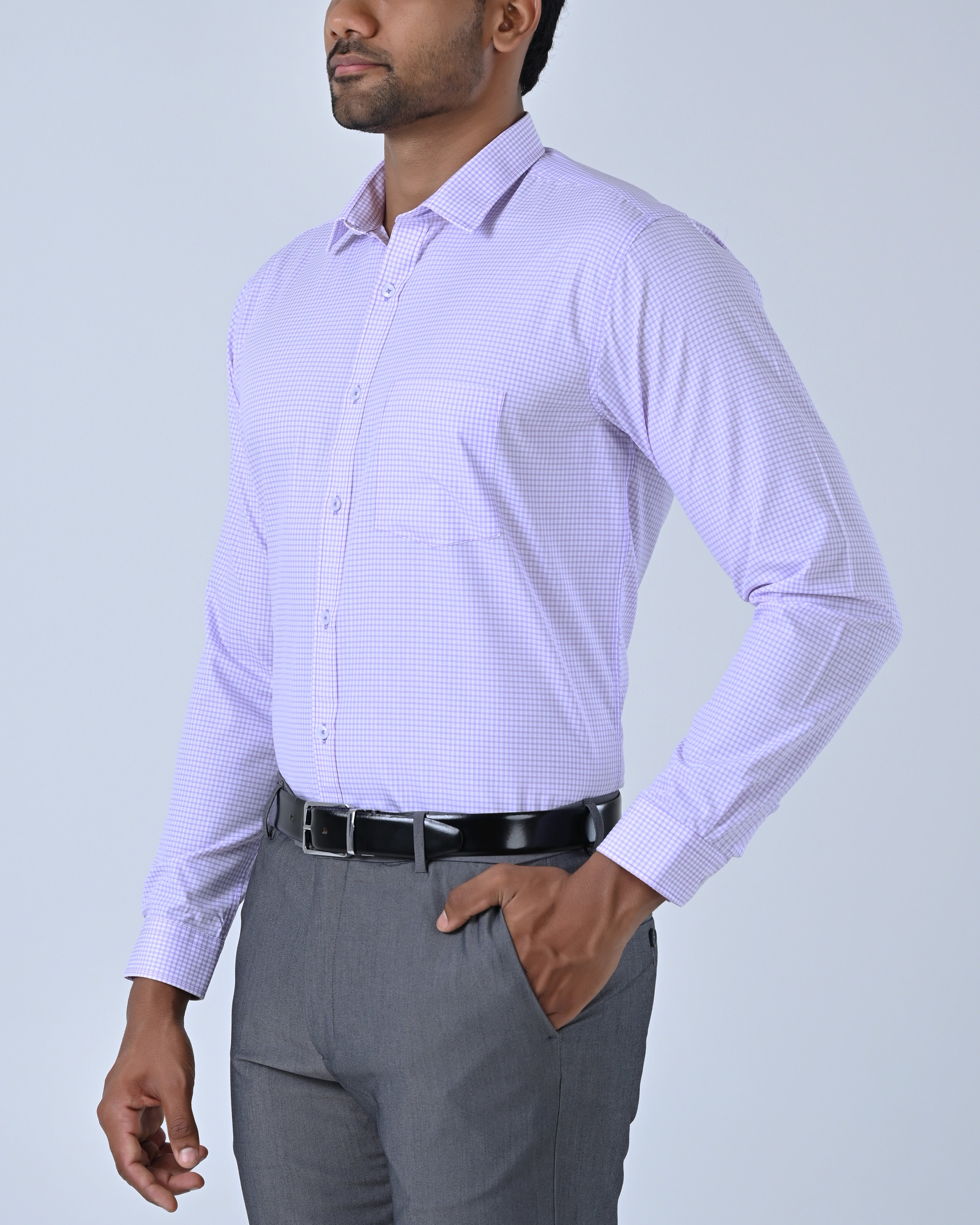 Vantage Business Slim Fit Long Sleeve Micro Check Mens Shirt