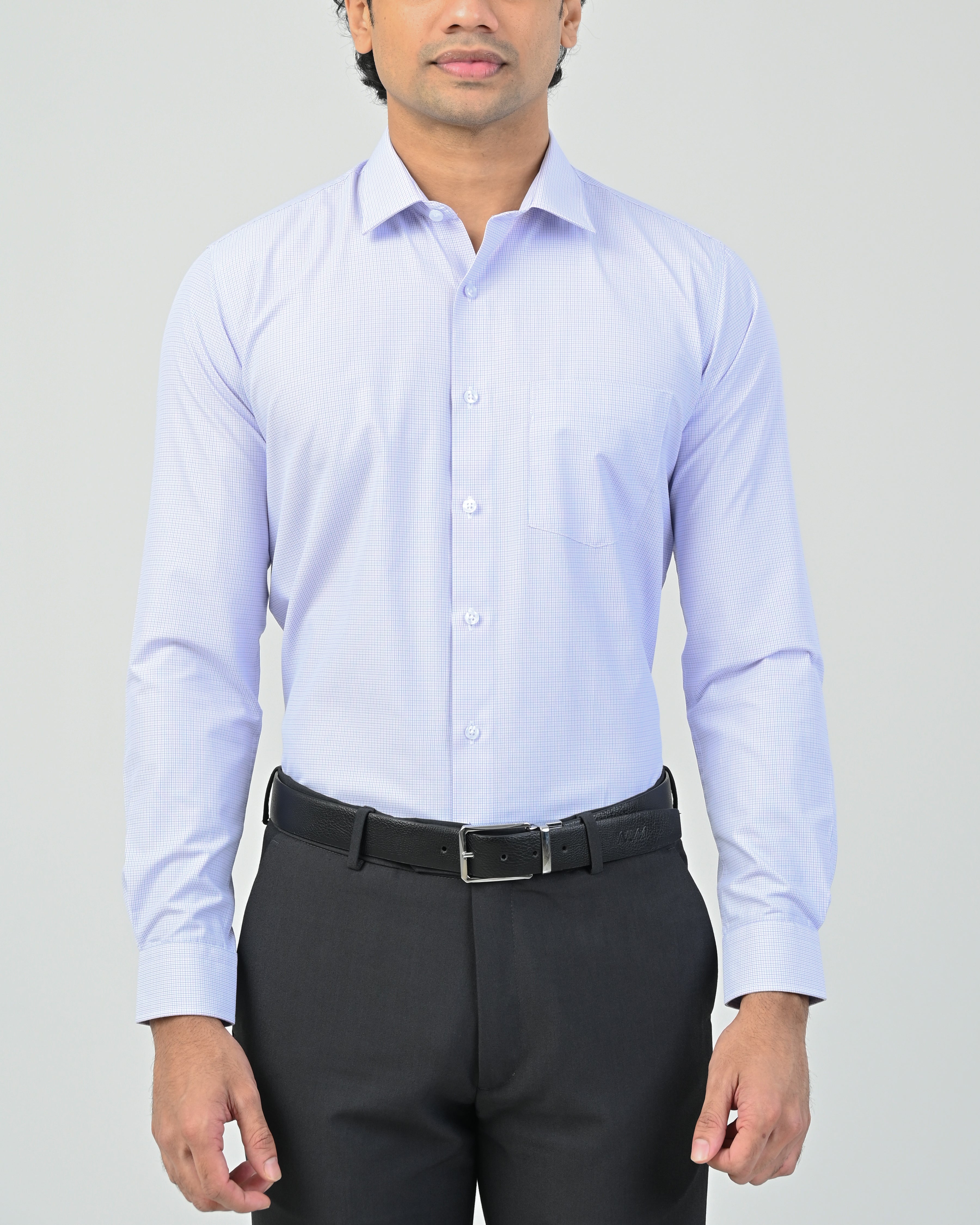 Vantage Business Micro Check Slim Fit Long Sleeve Men’s Shirt