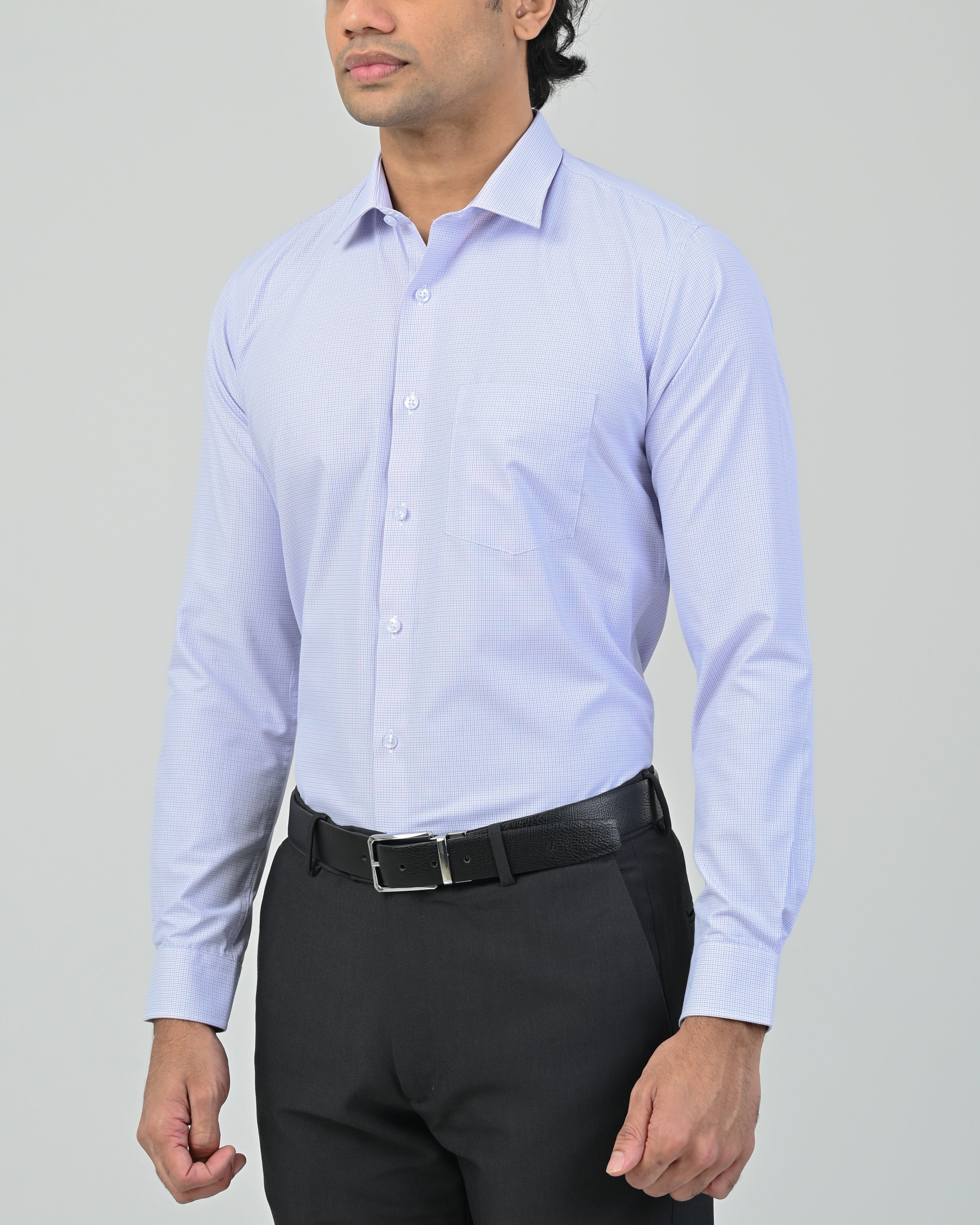 Vantage Business Micro Check Slim Fit Long Sleeve Men’s Shirt