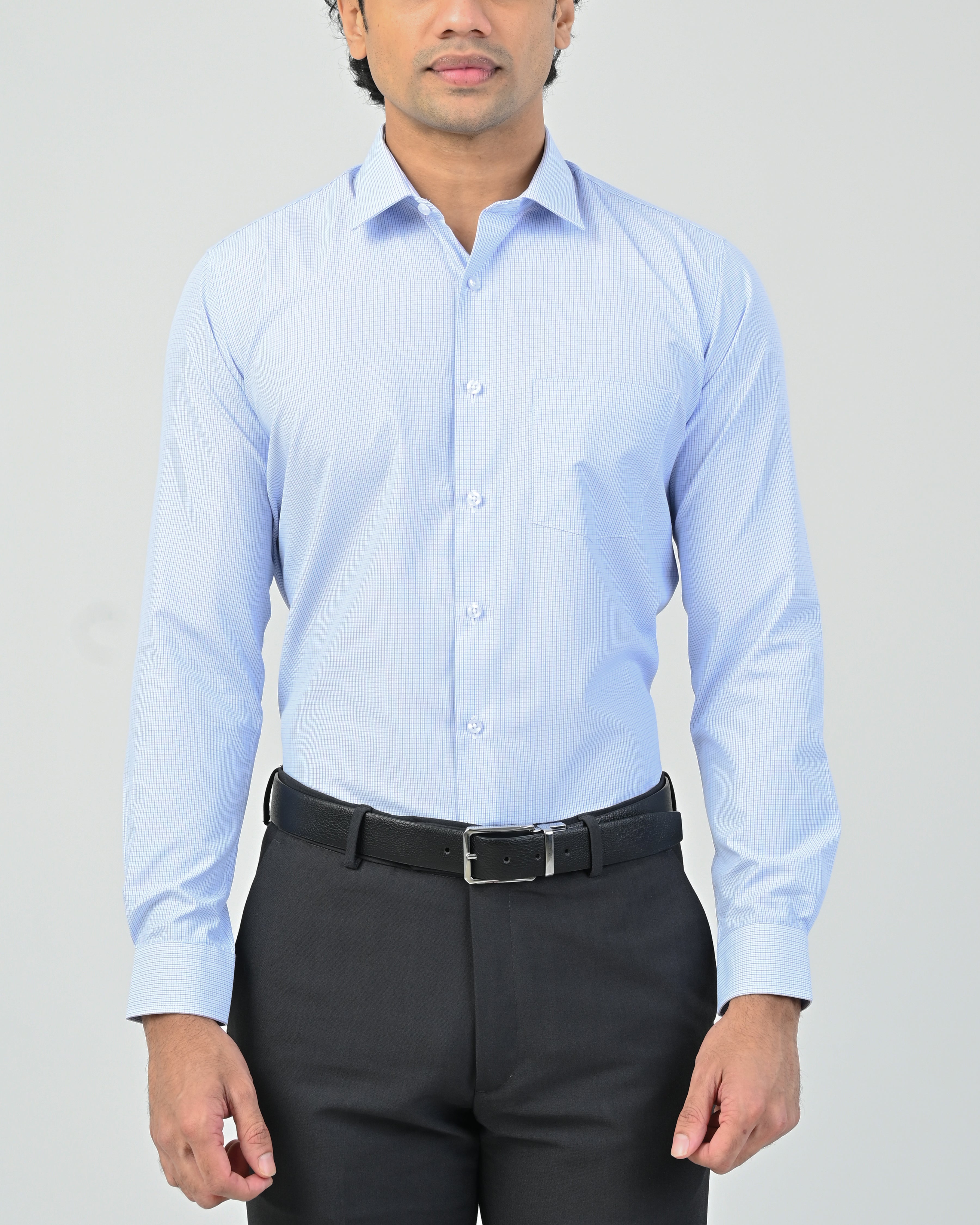 Vantage Business Micro Check Slim Fit Long Sleeve Men’s Shirt