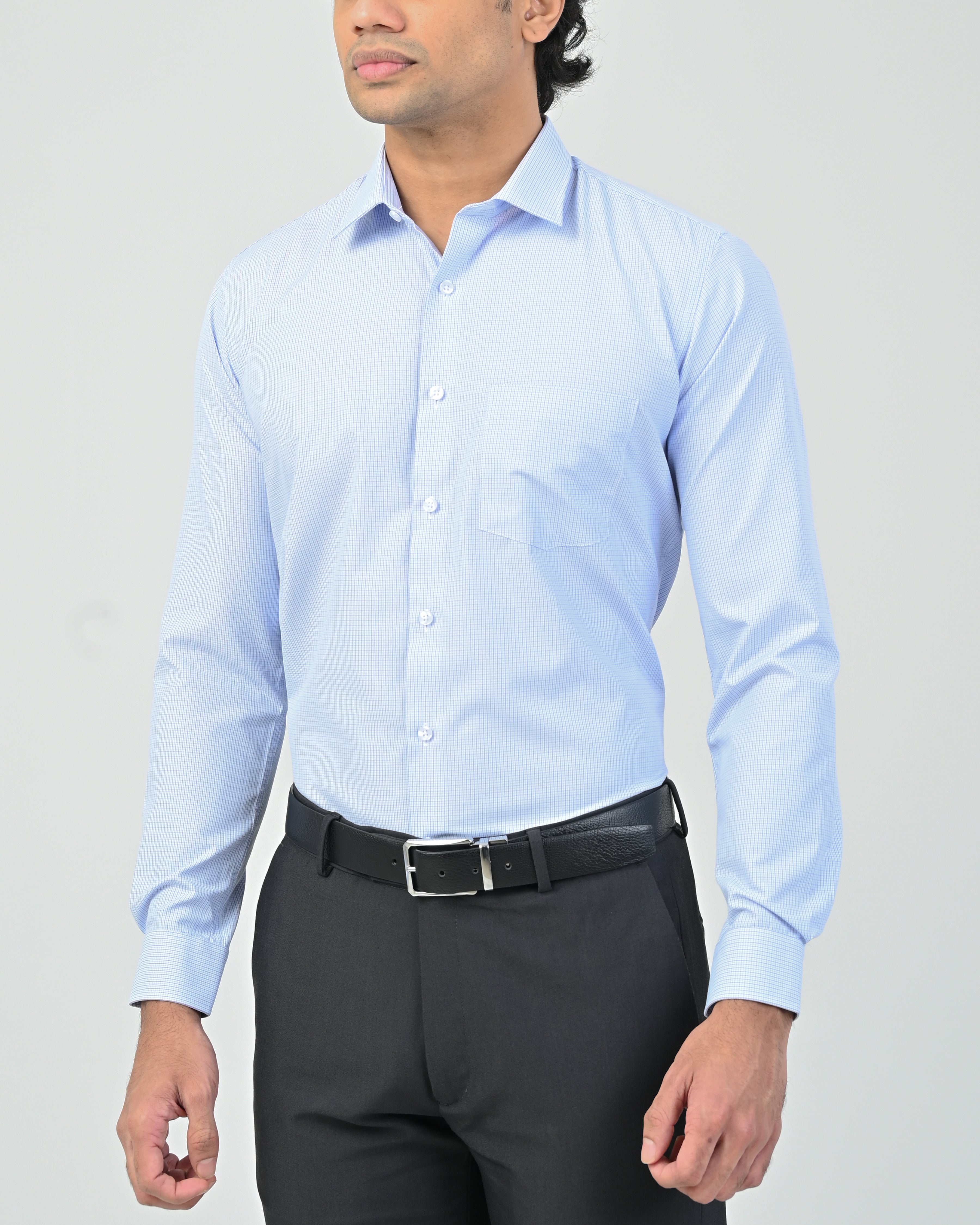 Vantage Business Micro Check Slim Fit Long Sleeve Men’s Shirt