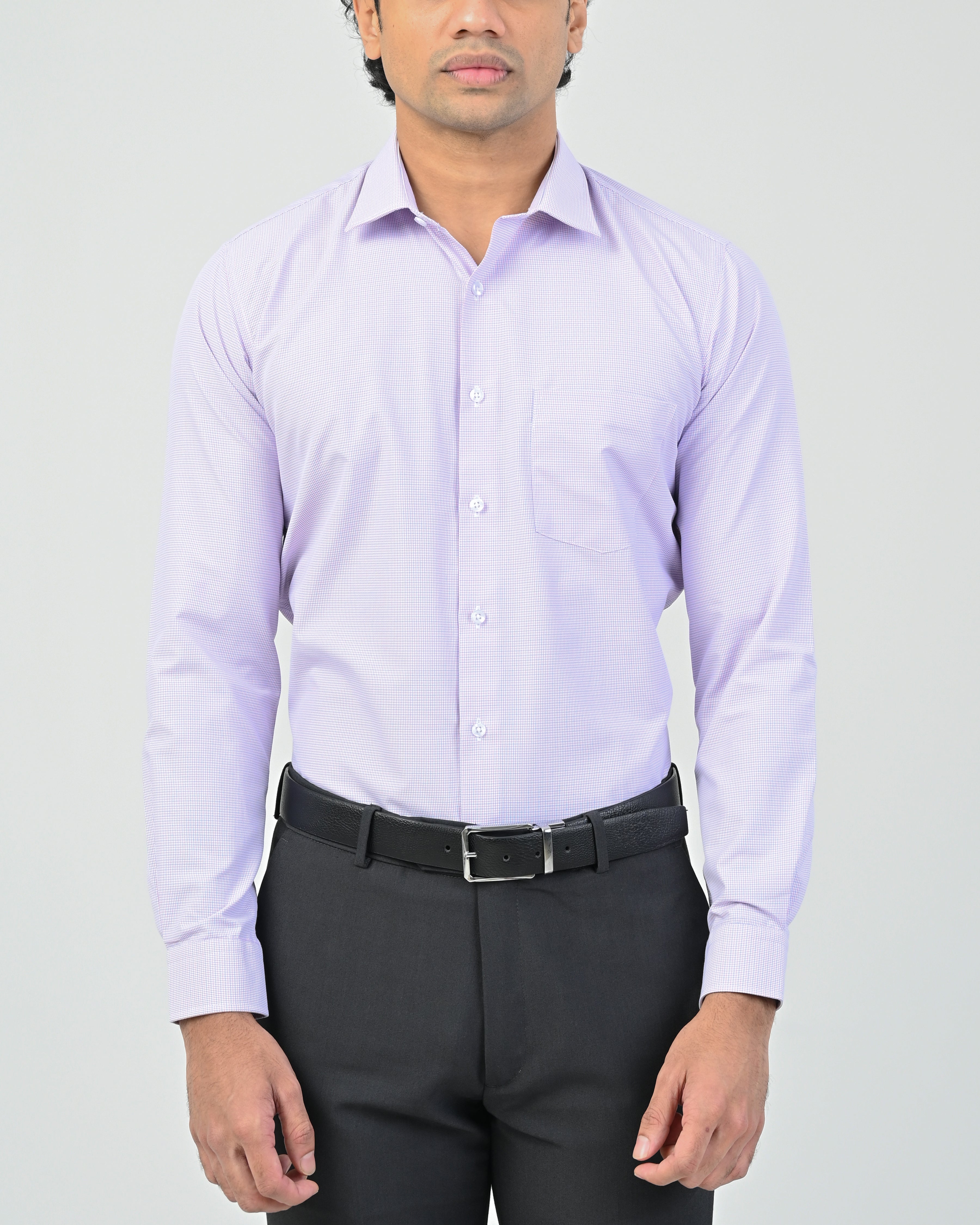 Vantage Business Micro Check Slim Fit Long Sleeve Men’s Shirt