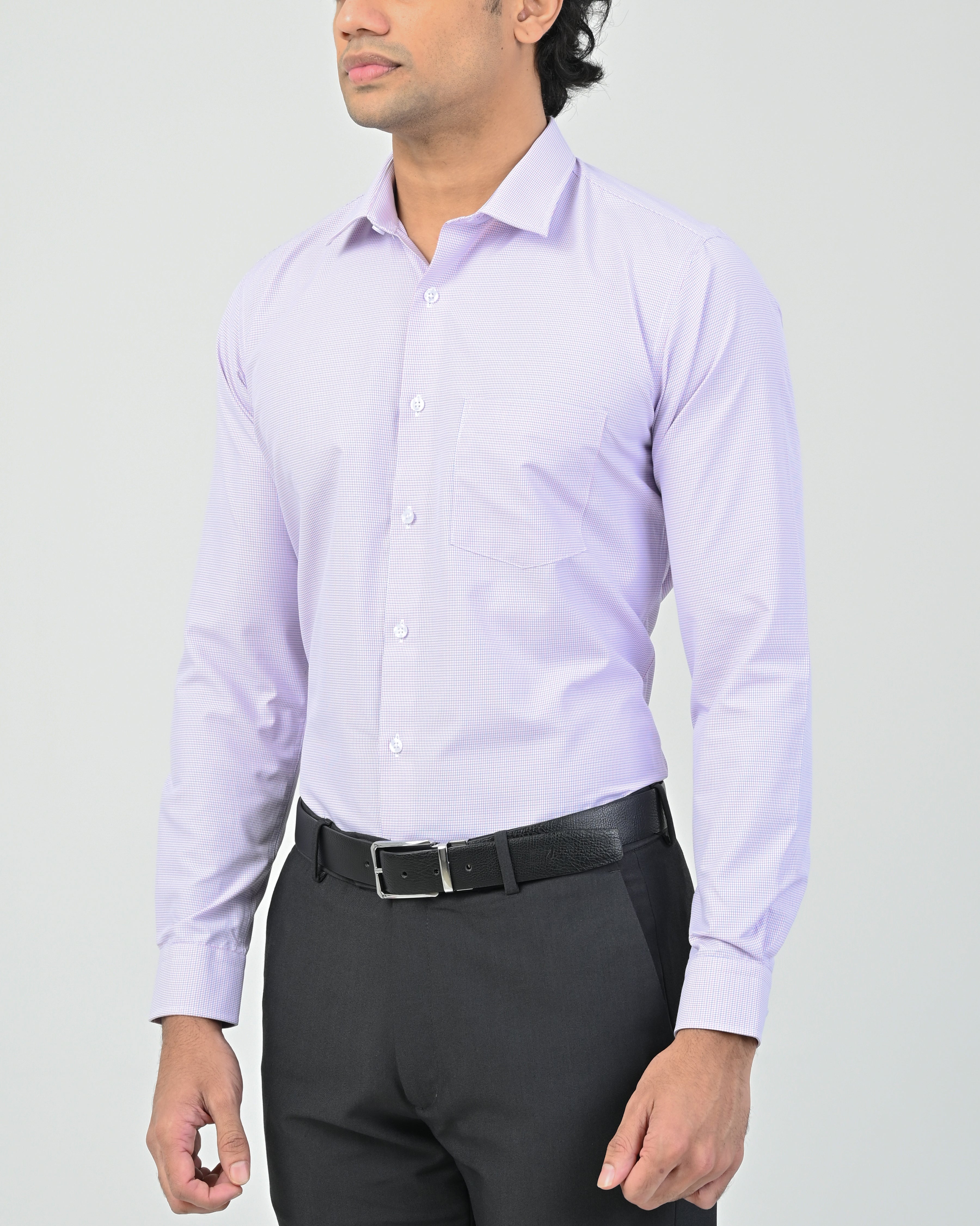 Vantage Business Micro Check Slim Fit Long Sleeve Men’s Shirt