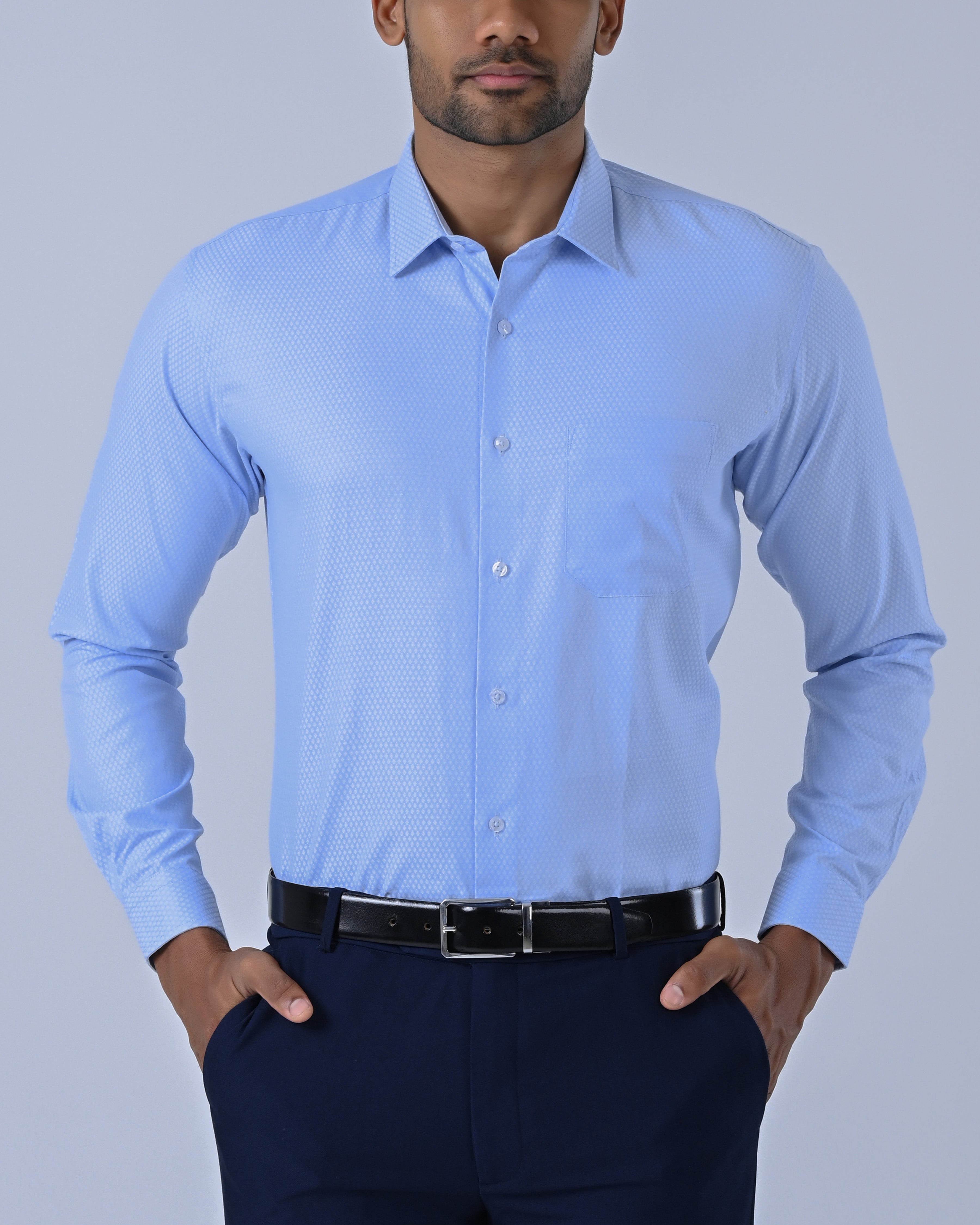 Vantage Uber Slim Fit Long Sleeve Cotton Dobby Men’s Shirt