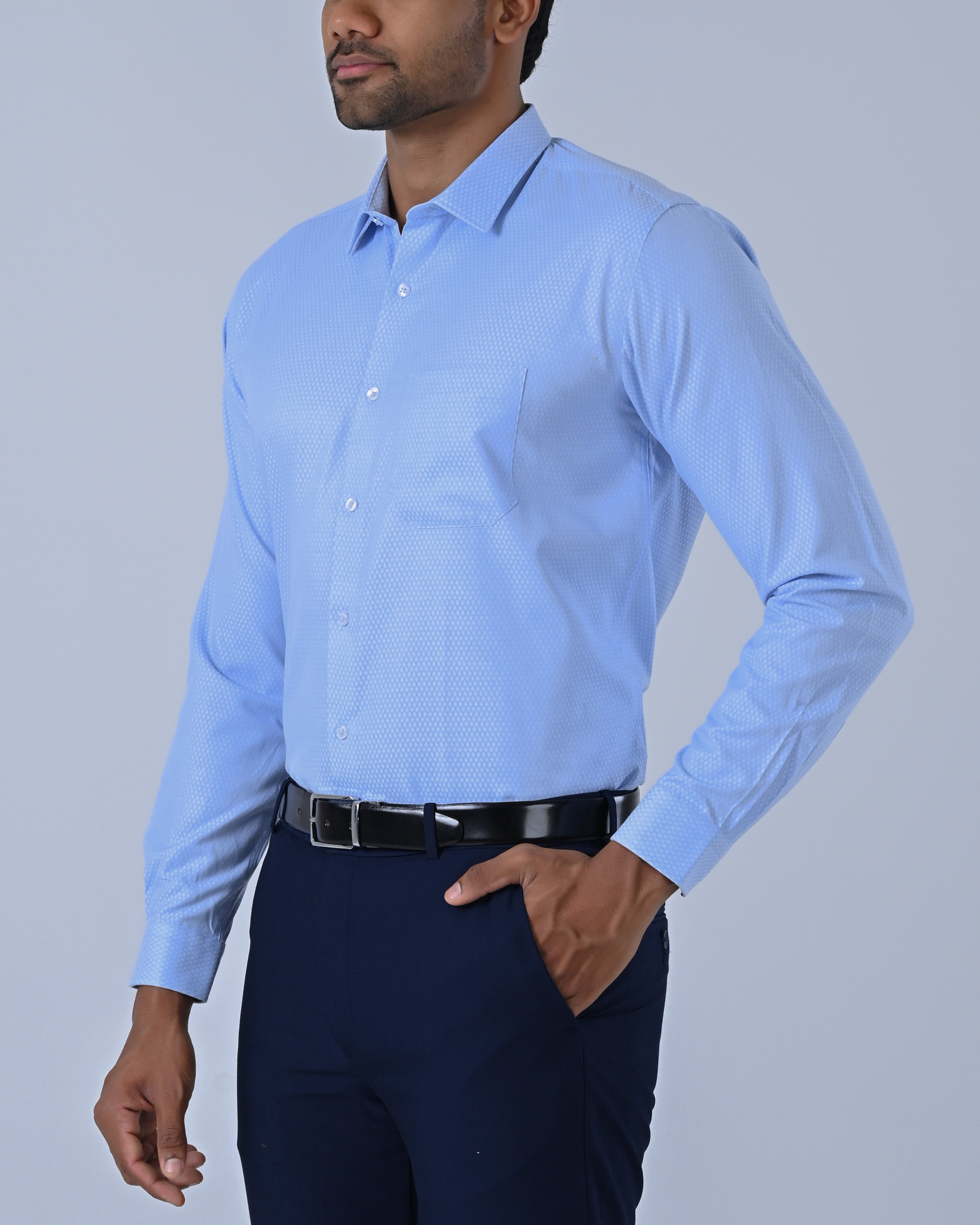 Vantage Uber Slim Fit Long Sleeve Cotton Dobby Men’s Shirt