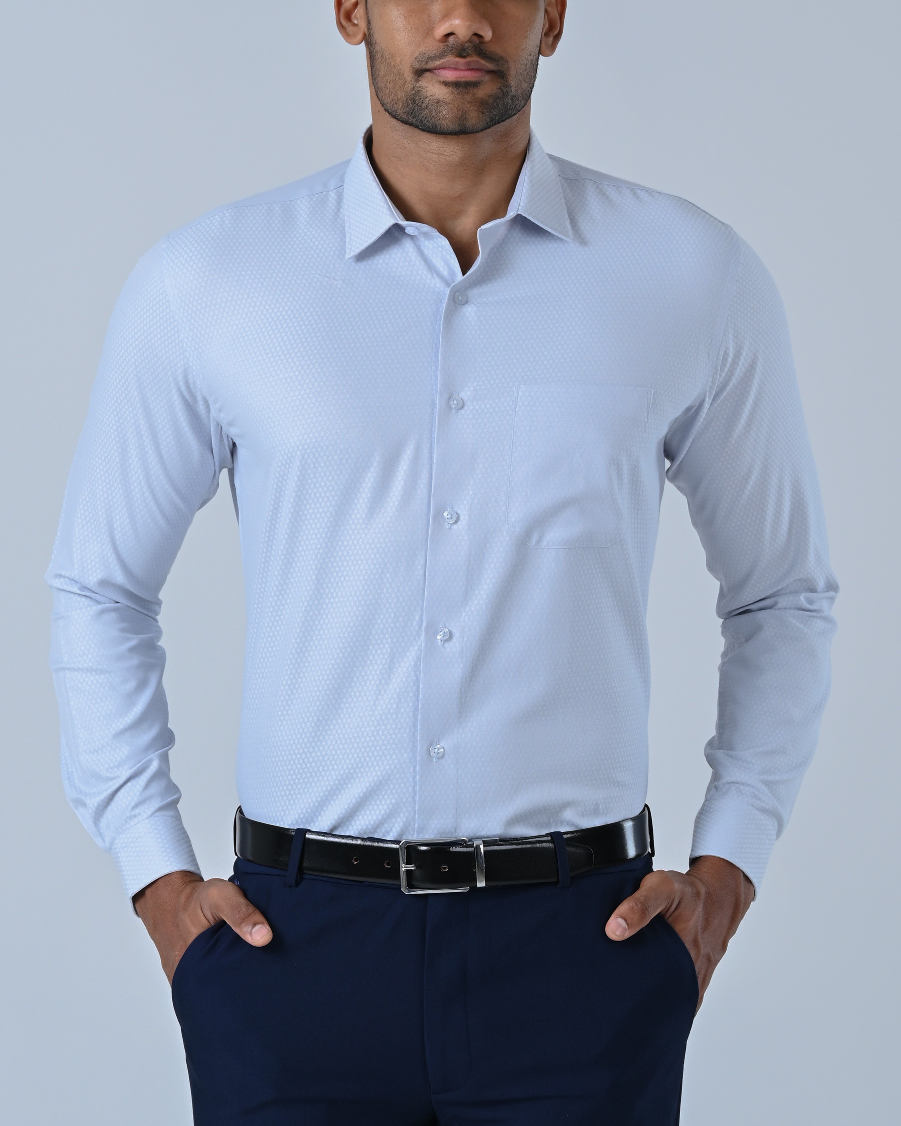 Vantage Uber Slim Fit Long Sleeve Cotton Dobby Men’s Shirt