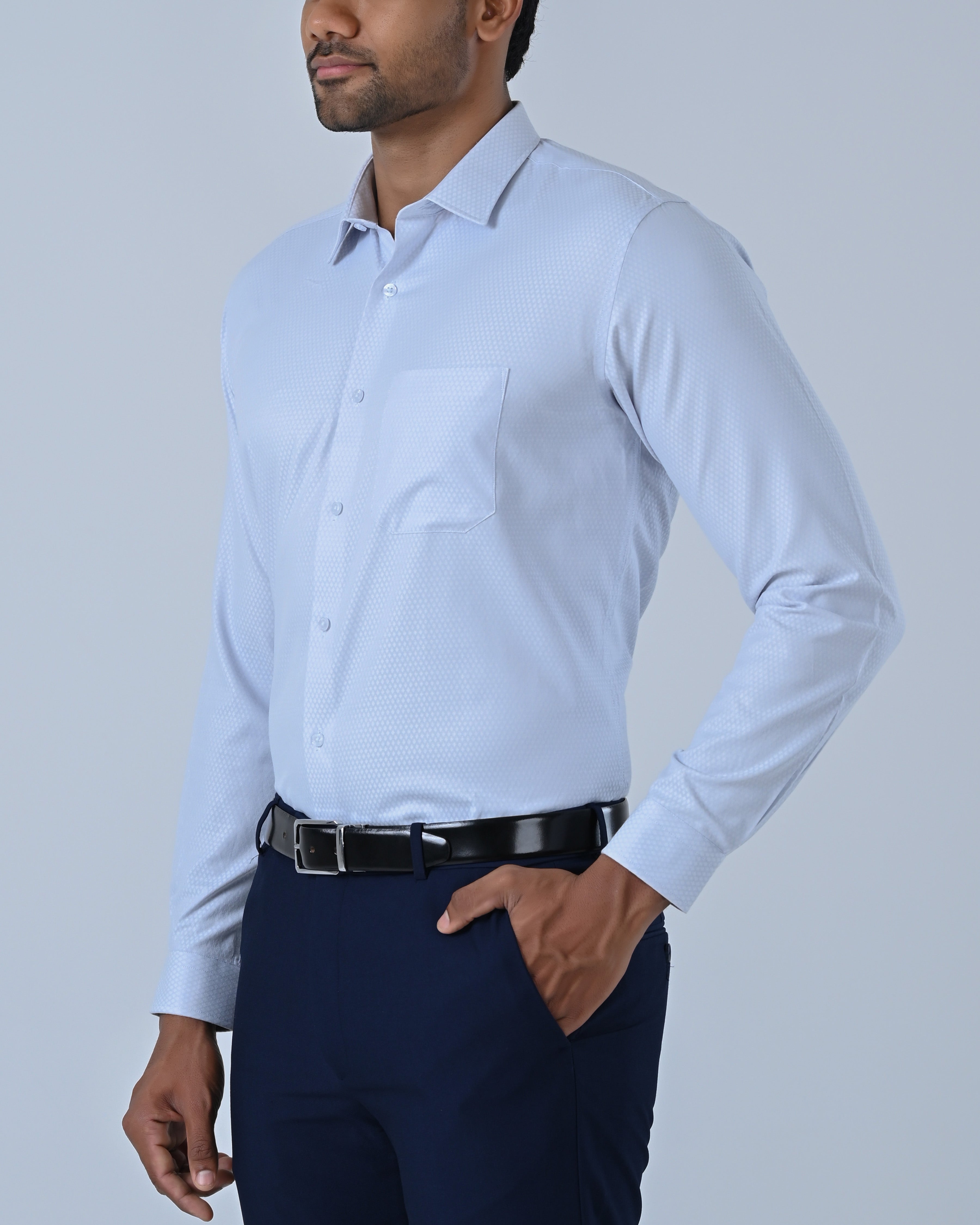 Vantage Uber Slim Fit Long Sleeve Cotton Dobby Men’s Shirt