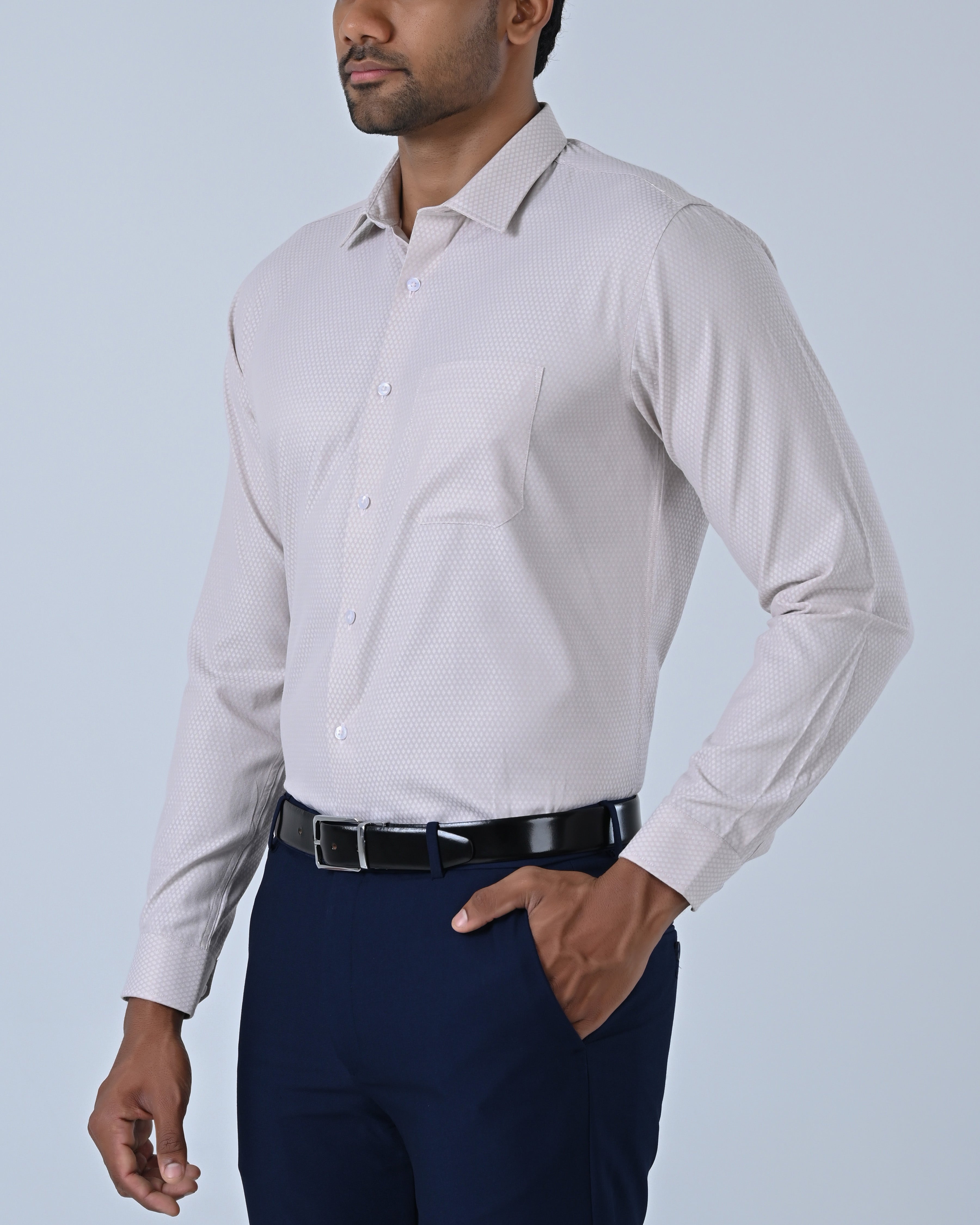 Vantage Uber Slim Fit Long Sleeve Cotton Dobby Men’s Shirt