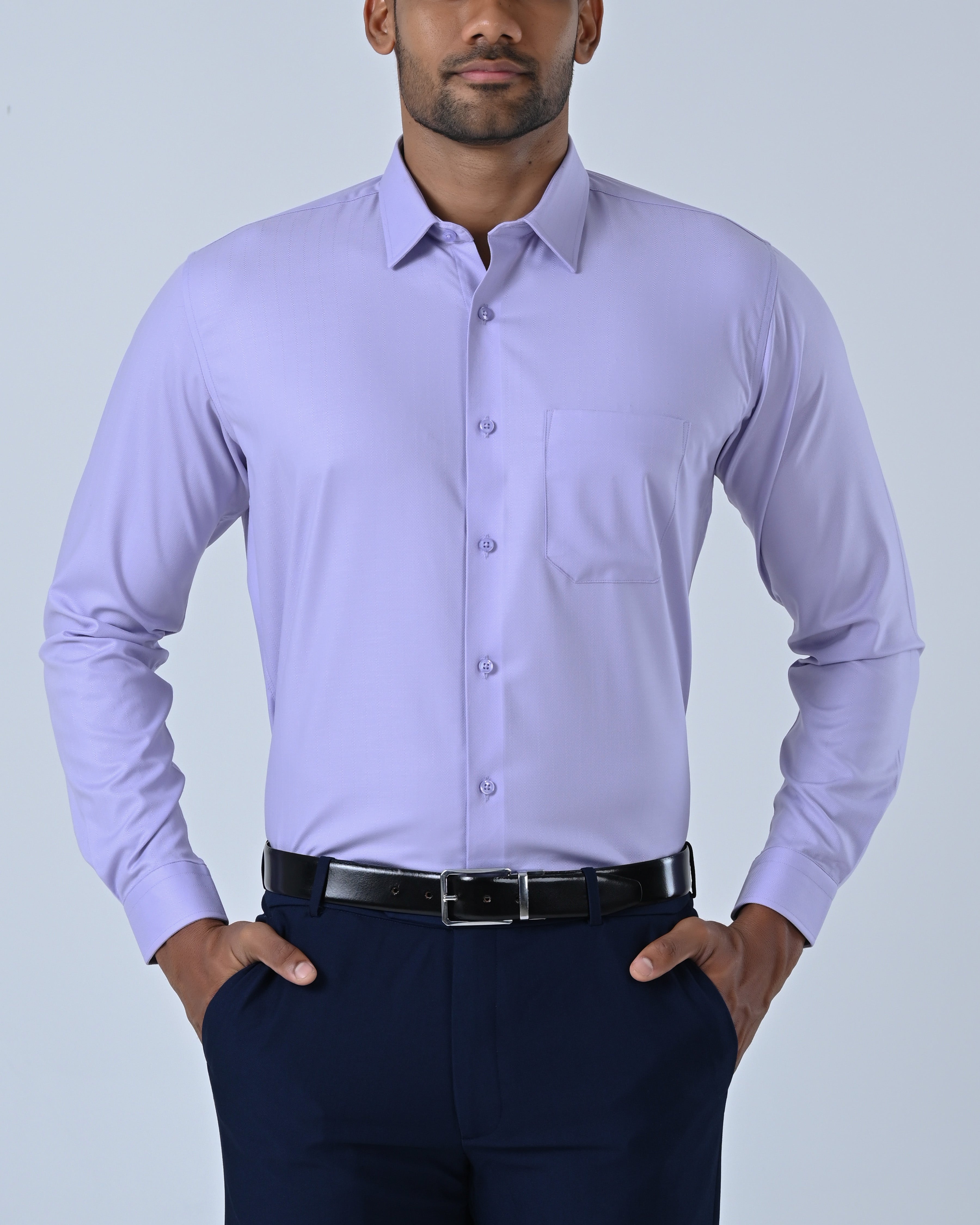 Vantage Blue Premium Bamboo Stretch Fabric Slim Fit Long Sleeve Men’s Shirt
