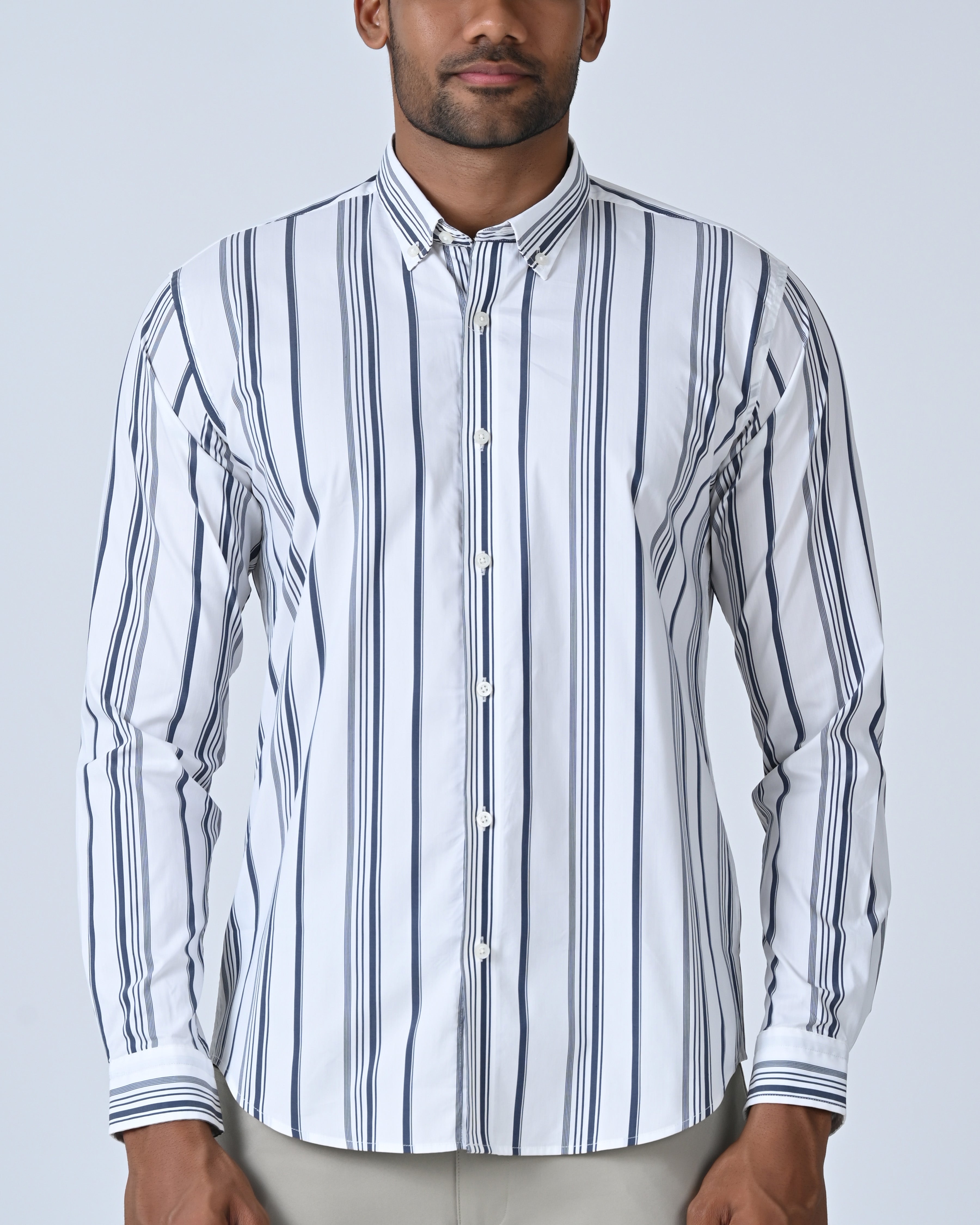 Vantage Casual Cotton Stretch Fabric Slim Fit Long Sleeve Without Pocket Men’s Shirt