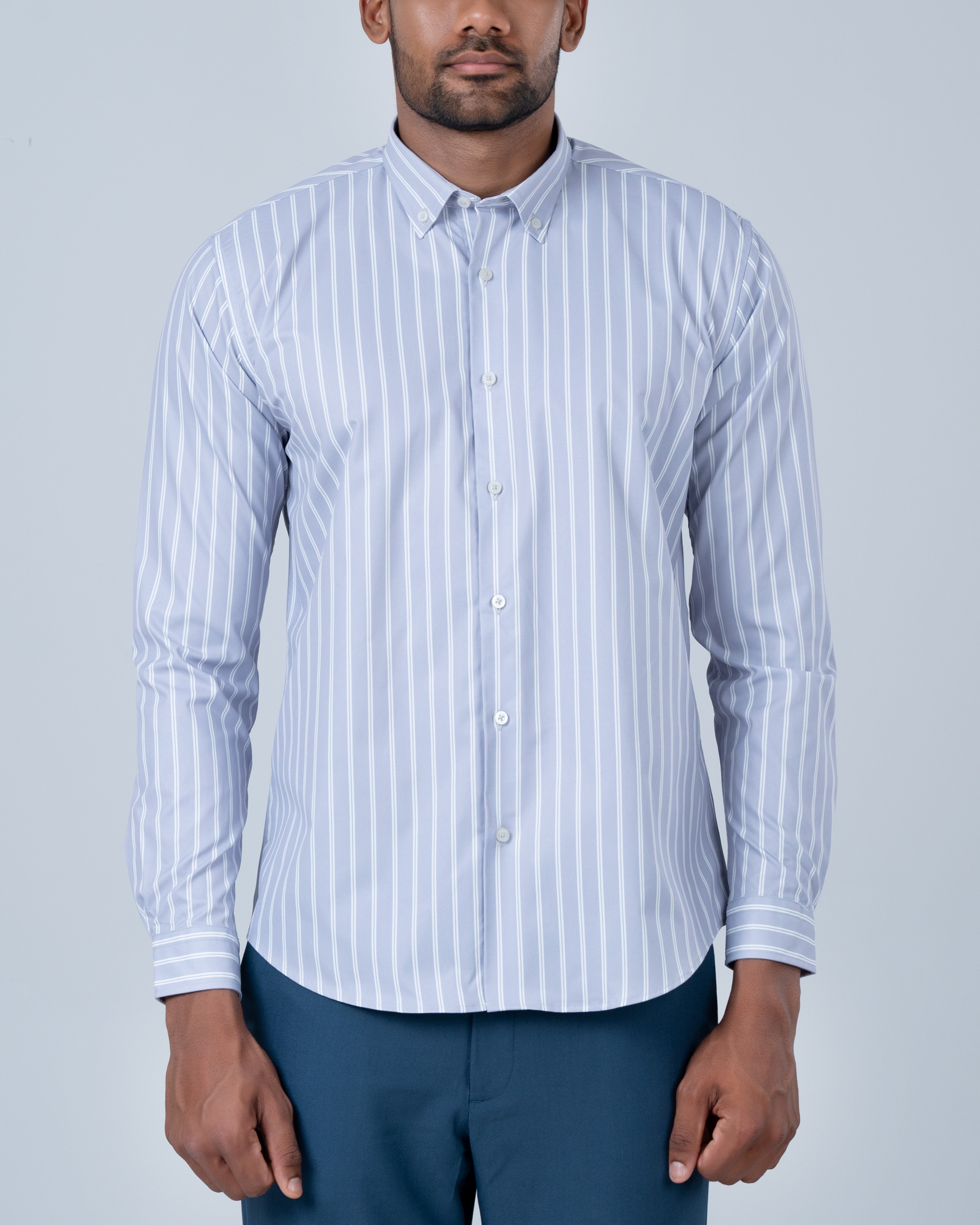 Vantage Casual Slim Fit Long Sleeve Cotton Stretch Men’s Shirt