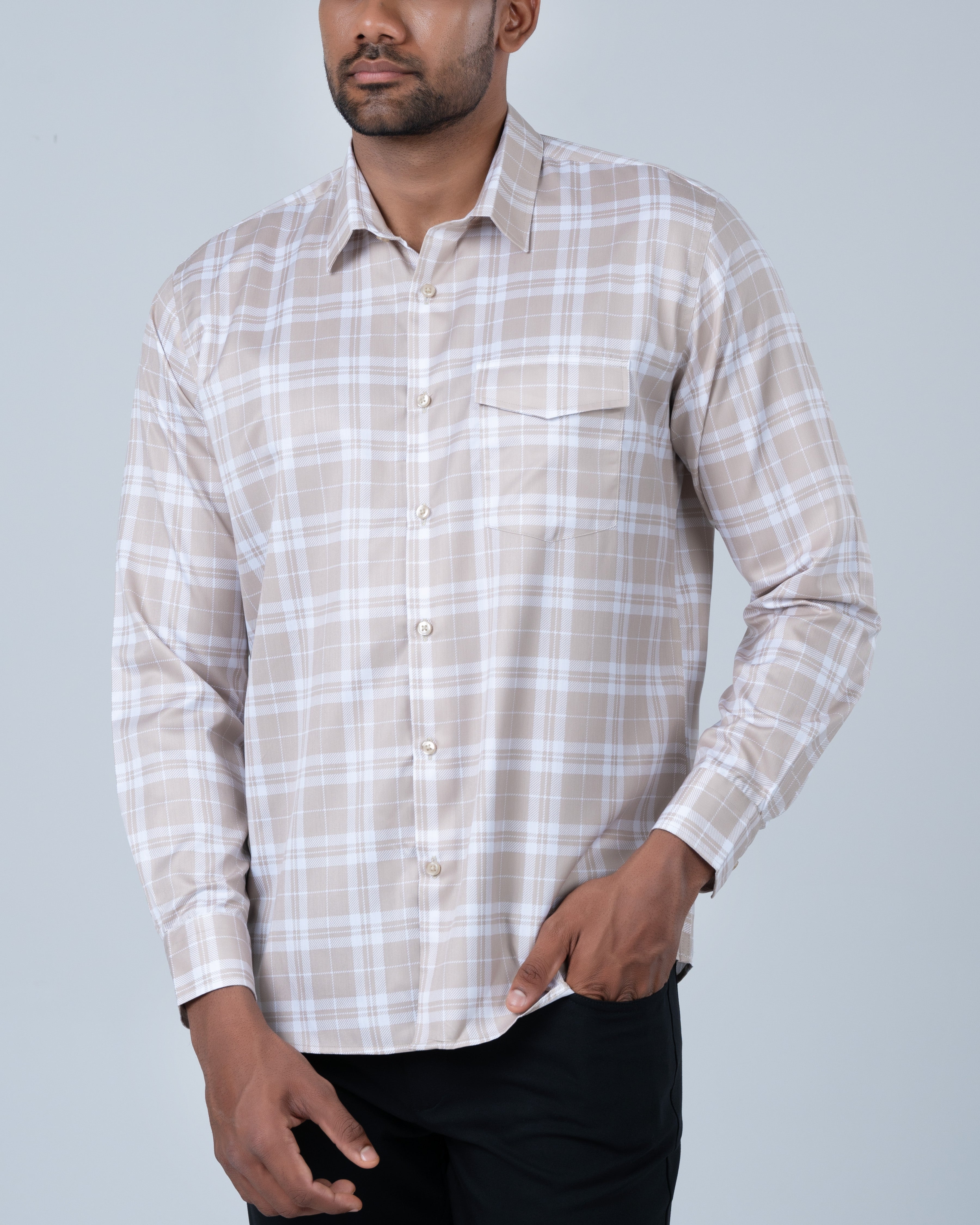 Vantage Casual Cotton Regular Fit Long Sleeve Men's Shirt