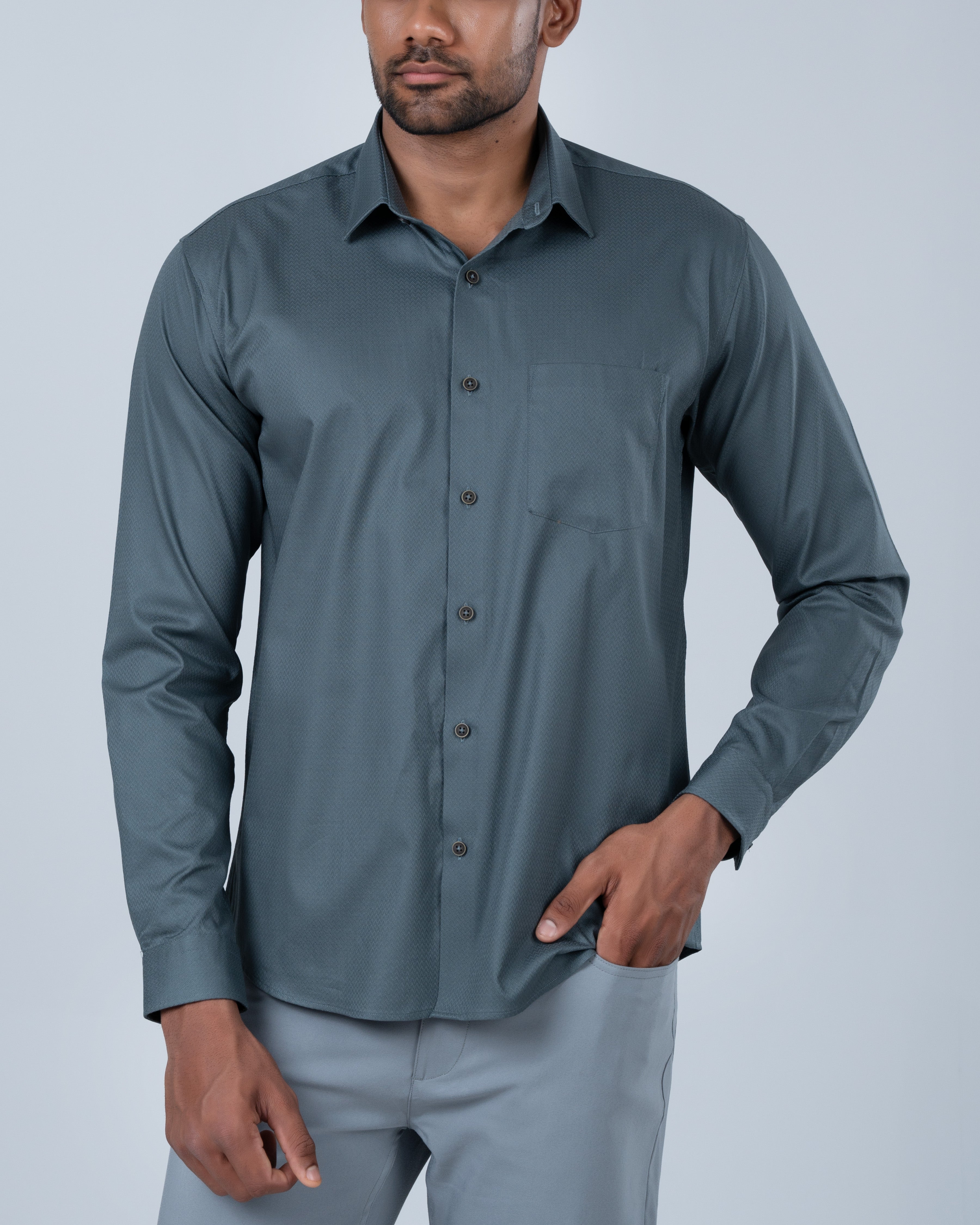 Vantage Ceremony 100% Cotton Dobby Slim Fit Long Sleeve Men's Shirt