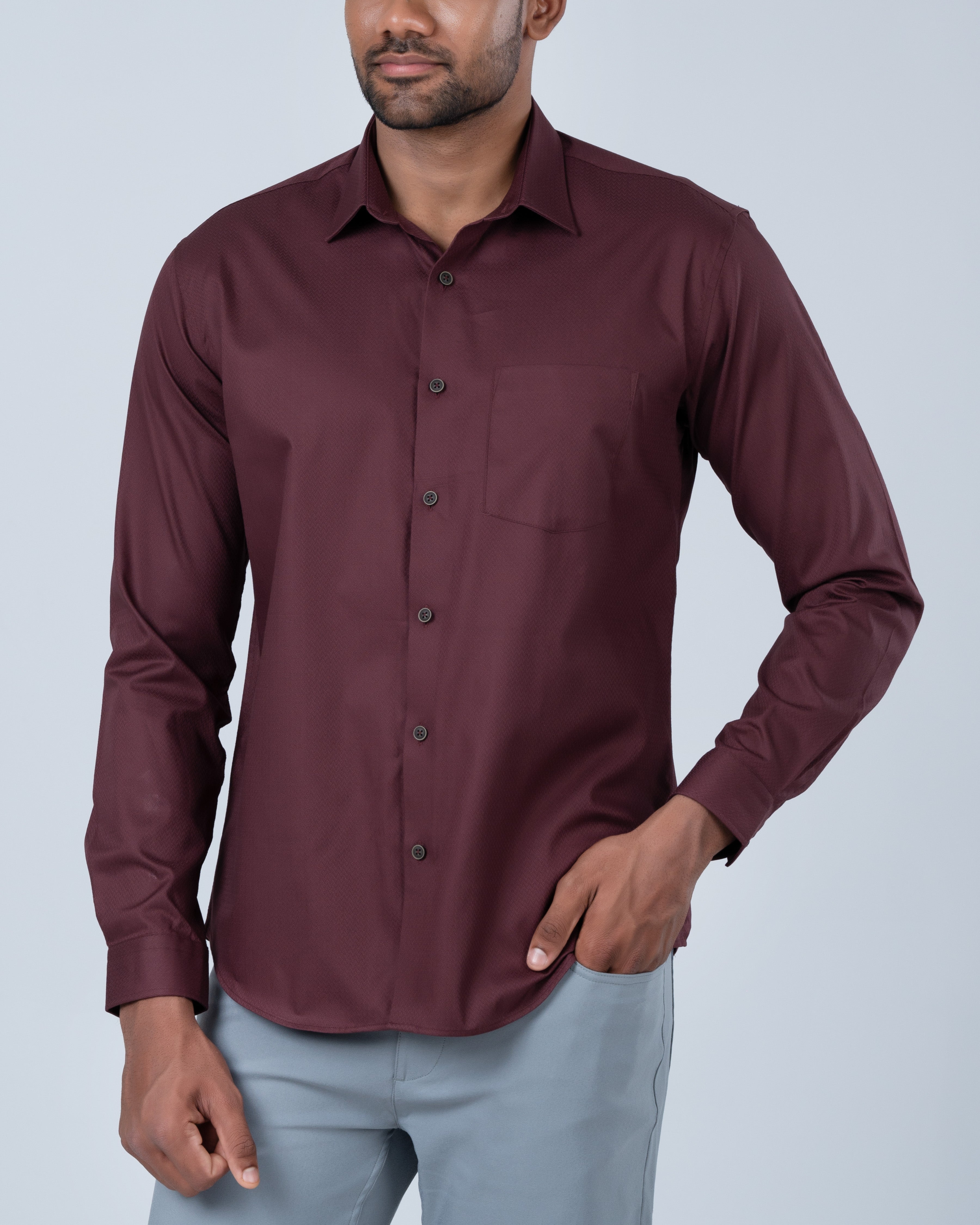 Vantage Ceremony 100% Cotton Dobby Slim Fit Long Sleeve Men's Shirt
