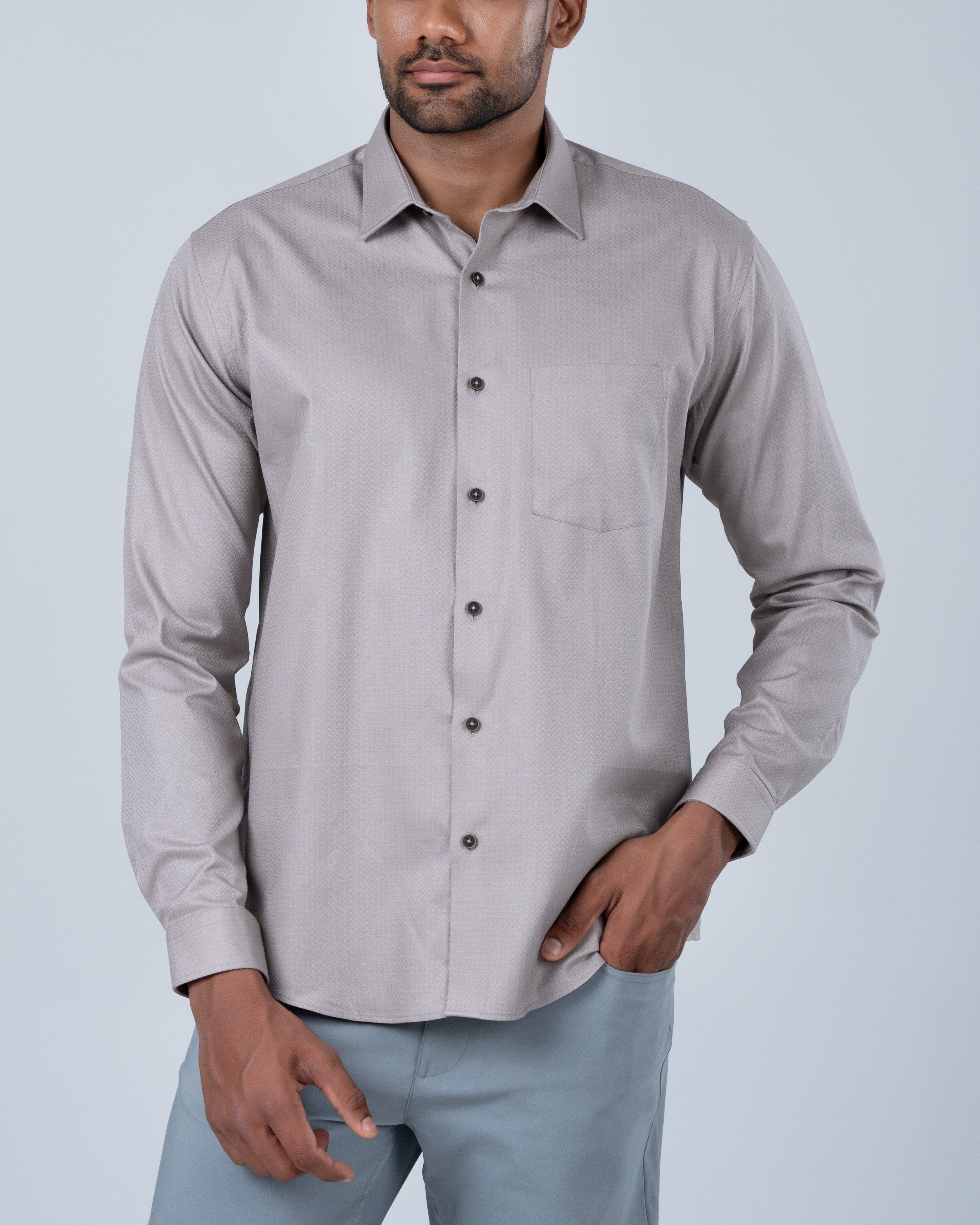 Vantage Ceremony 100% Cotton Dobby Slim Fit Long Sleeve Men's Shirt