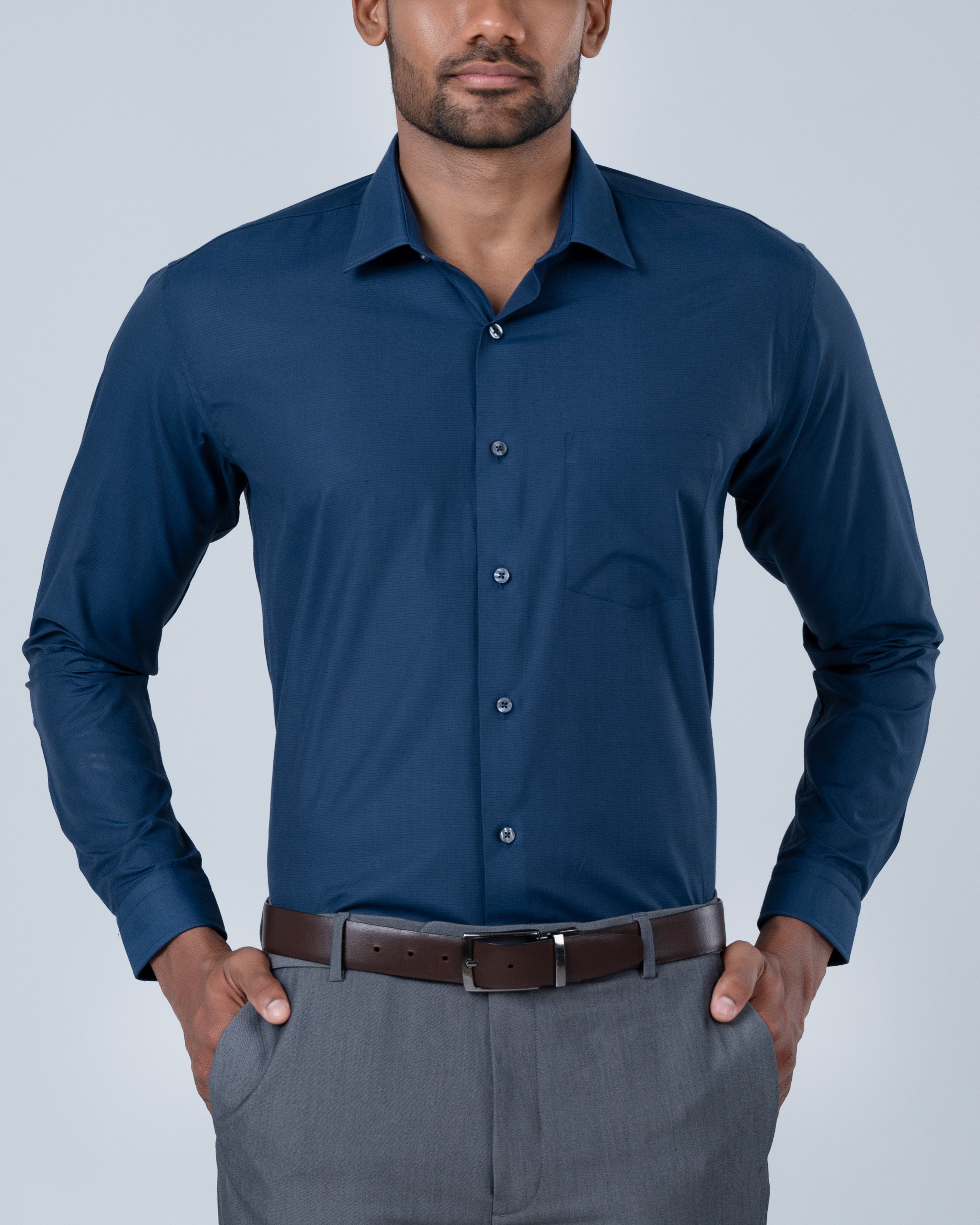 Vantage Business Micro Check Slim Fit Long Sleeve Men’s Shirt