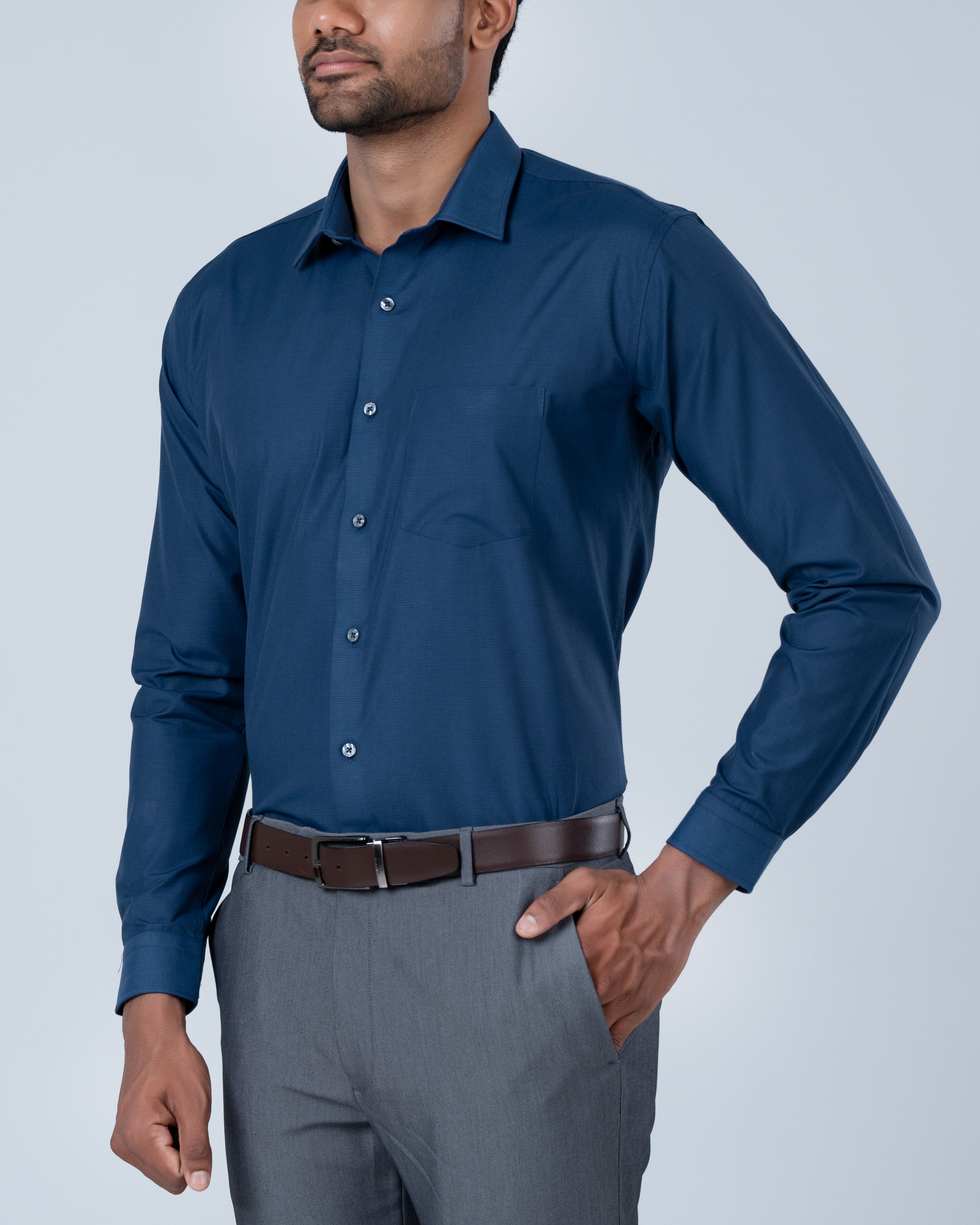 Vantage Business Micro Check Slim Fit Long Sleeve Men’s Shirt