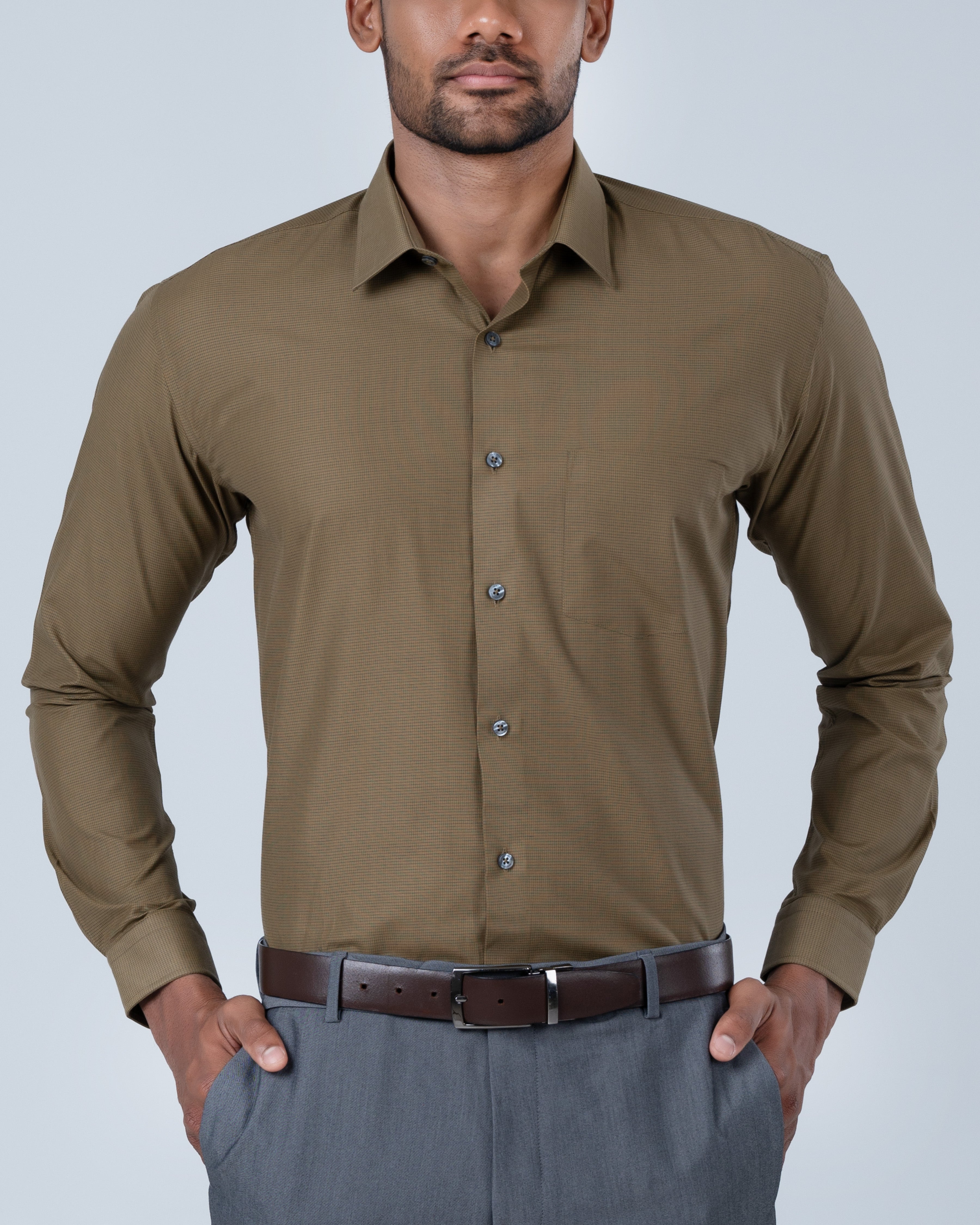 Vantage Business Micro Check Slim Fit Long Sleeve Men’s Shirt