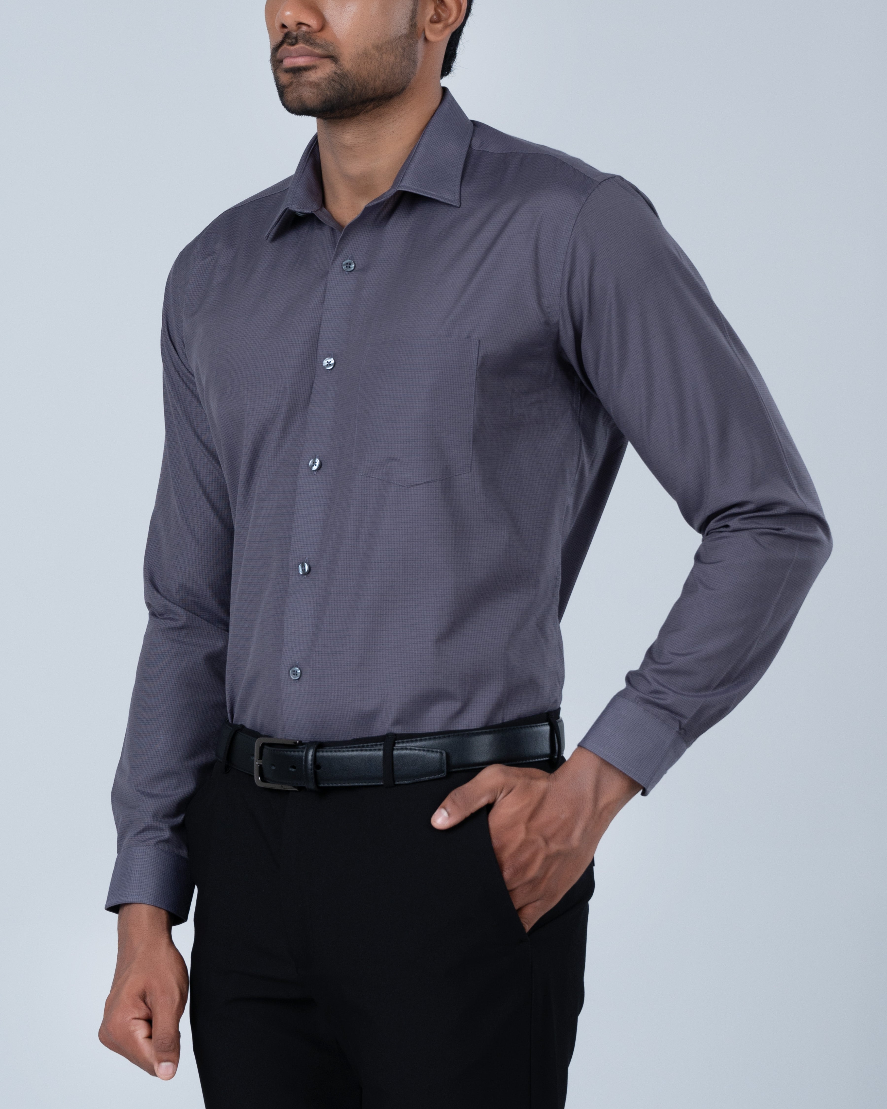 Vantage Business Micro Check Slim Fit Long Sleeve Men’s Shirt