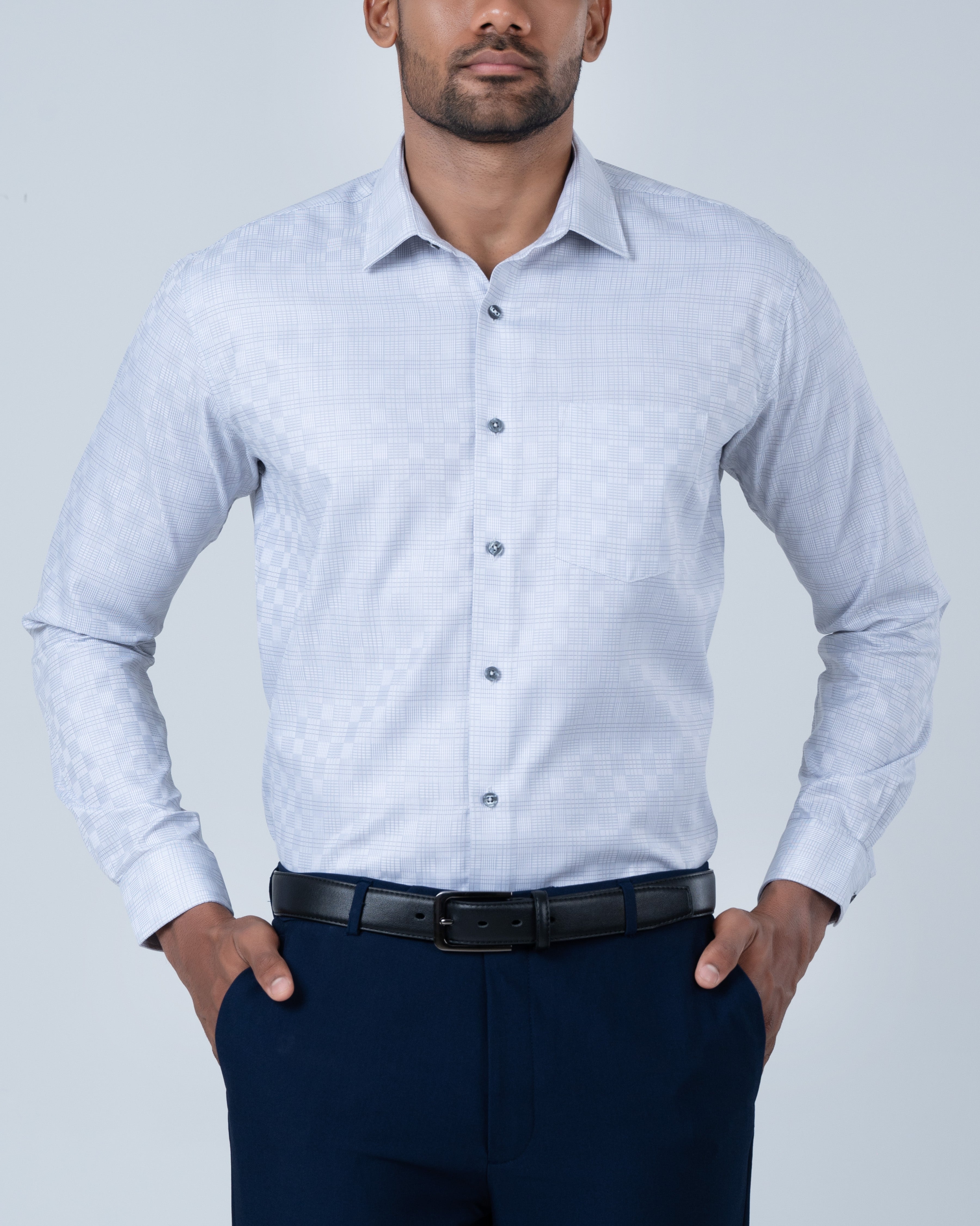 Vantage Uber Micro Check Slim Fit Long Sleeve Men’s Shirt