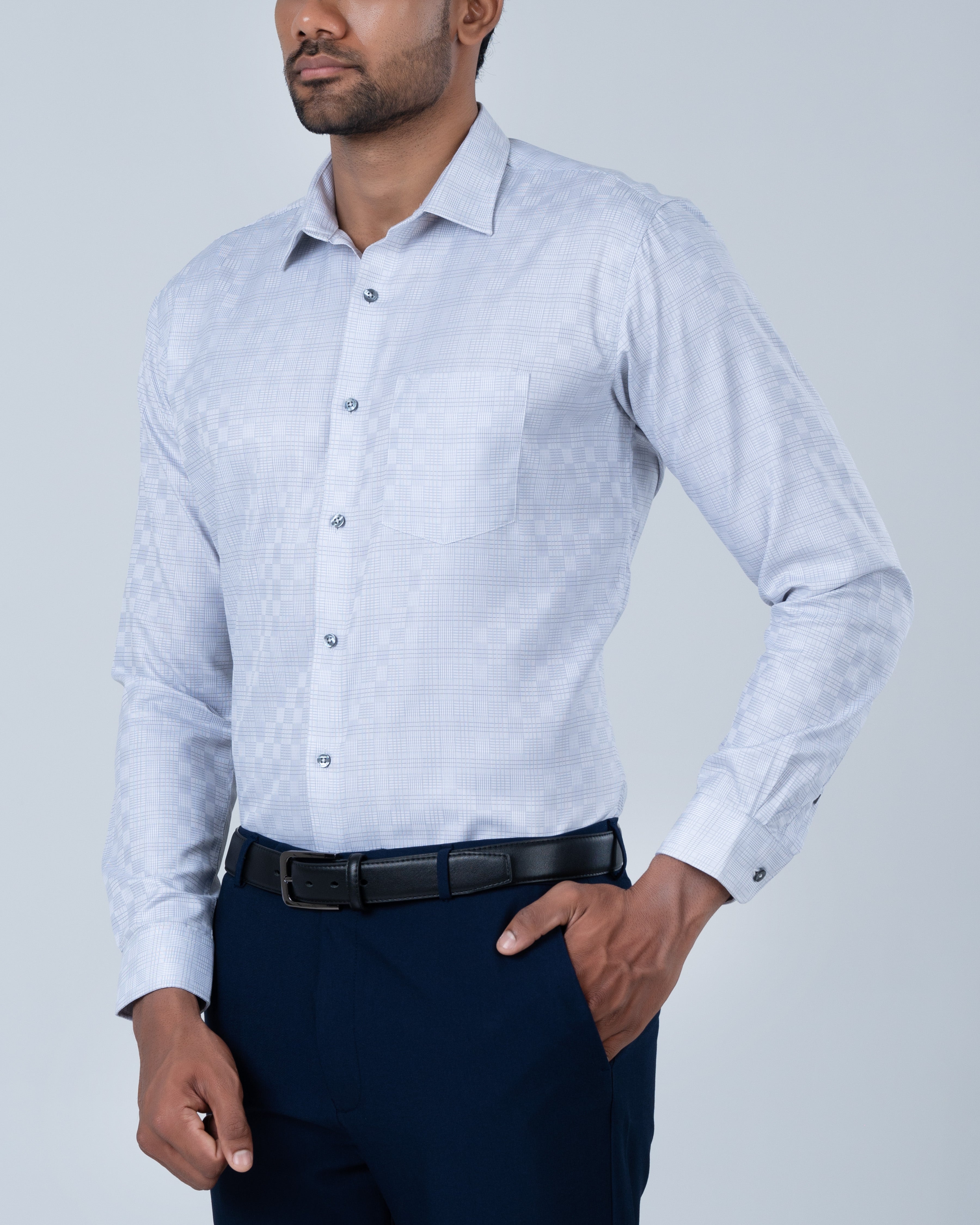 Vantage Uber Micro Check Slim Fit Long Sleeve Men’s Shirt
