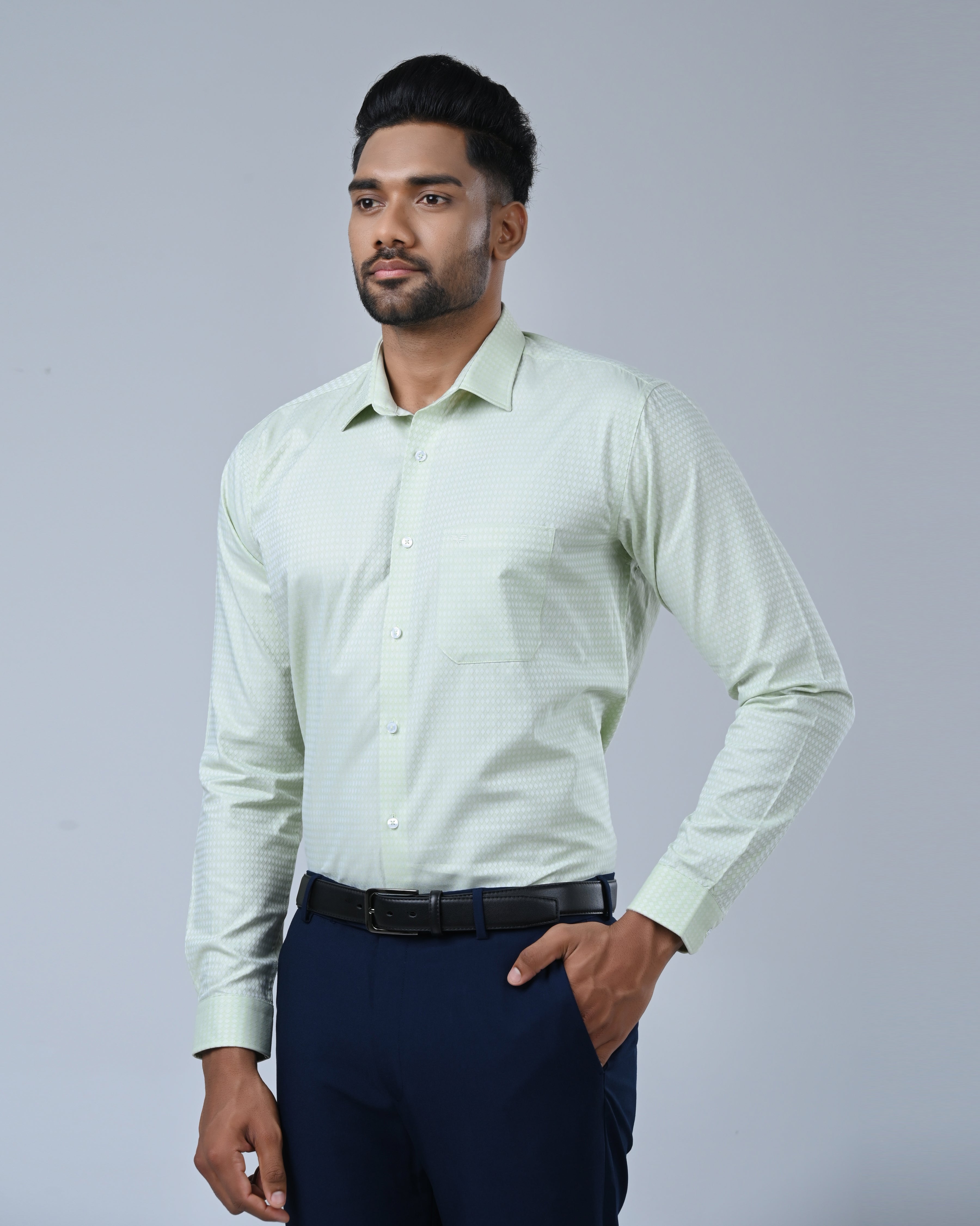 Vantage Blue Premium Giza Cotton Men’s Shirt – Slim Fit Long Sleeve