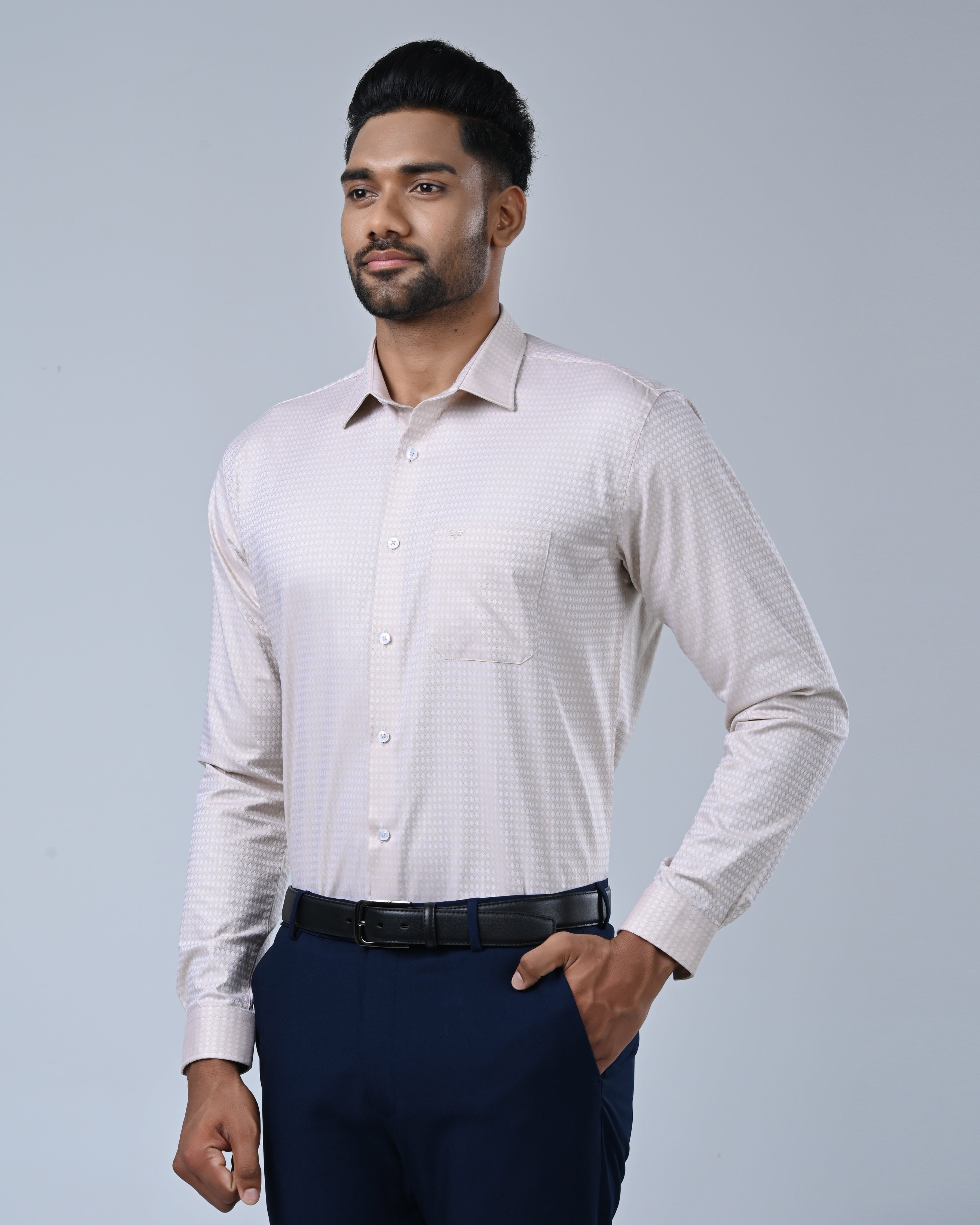 Vantage Blue Premium Giza Cotton Men’s Shirt – Slim Fit Long Sleeve