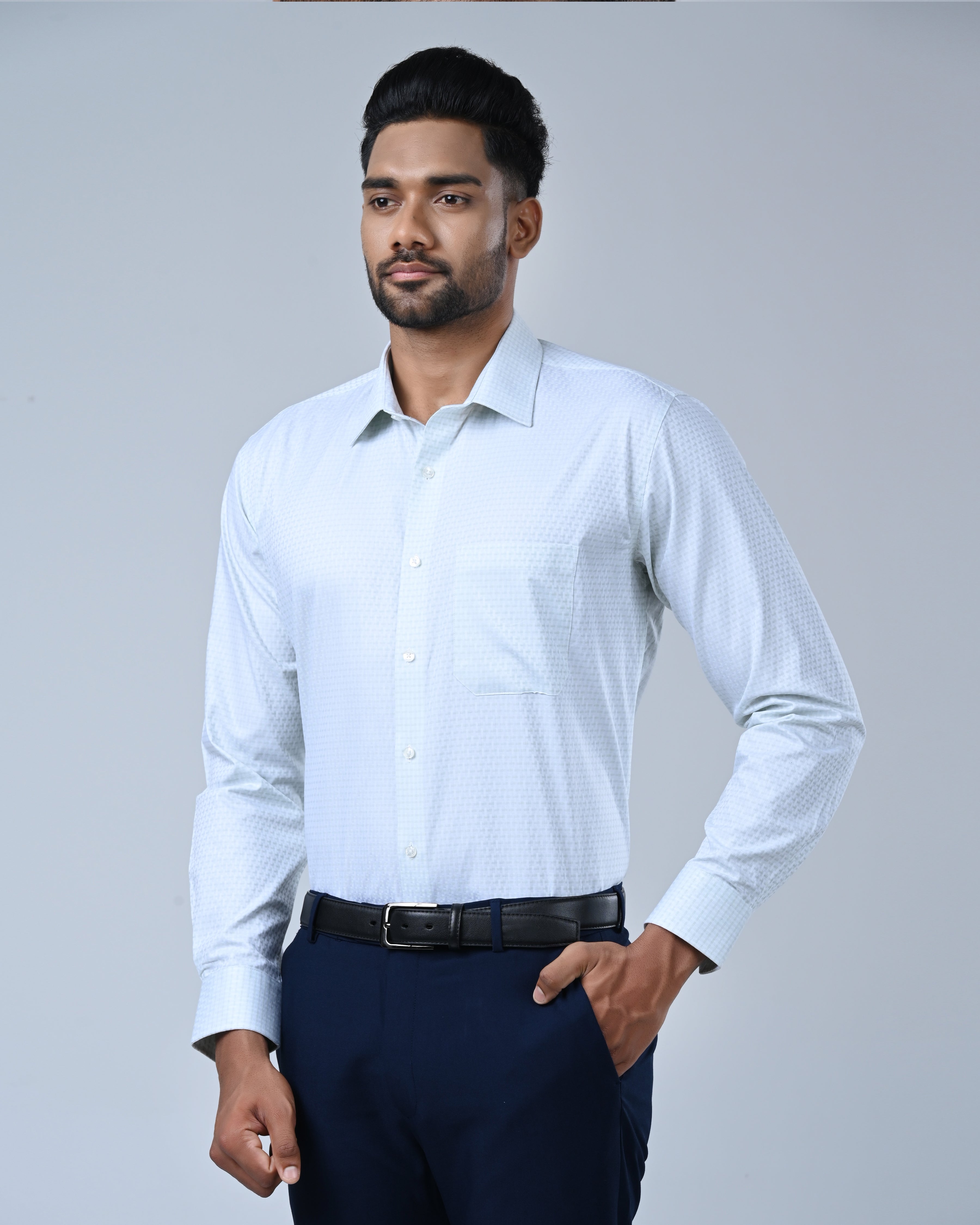 Vantage Blue Premium Giza Cotton Men’s Shirt – Regular Fit Long Sleeve