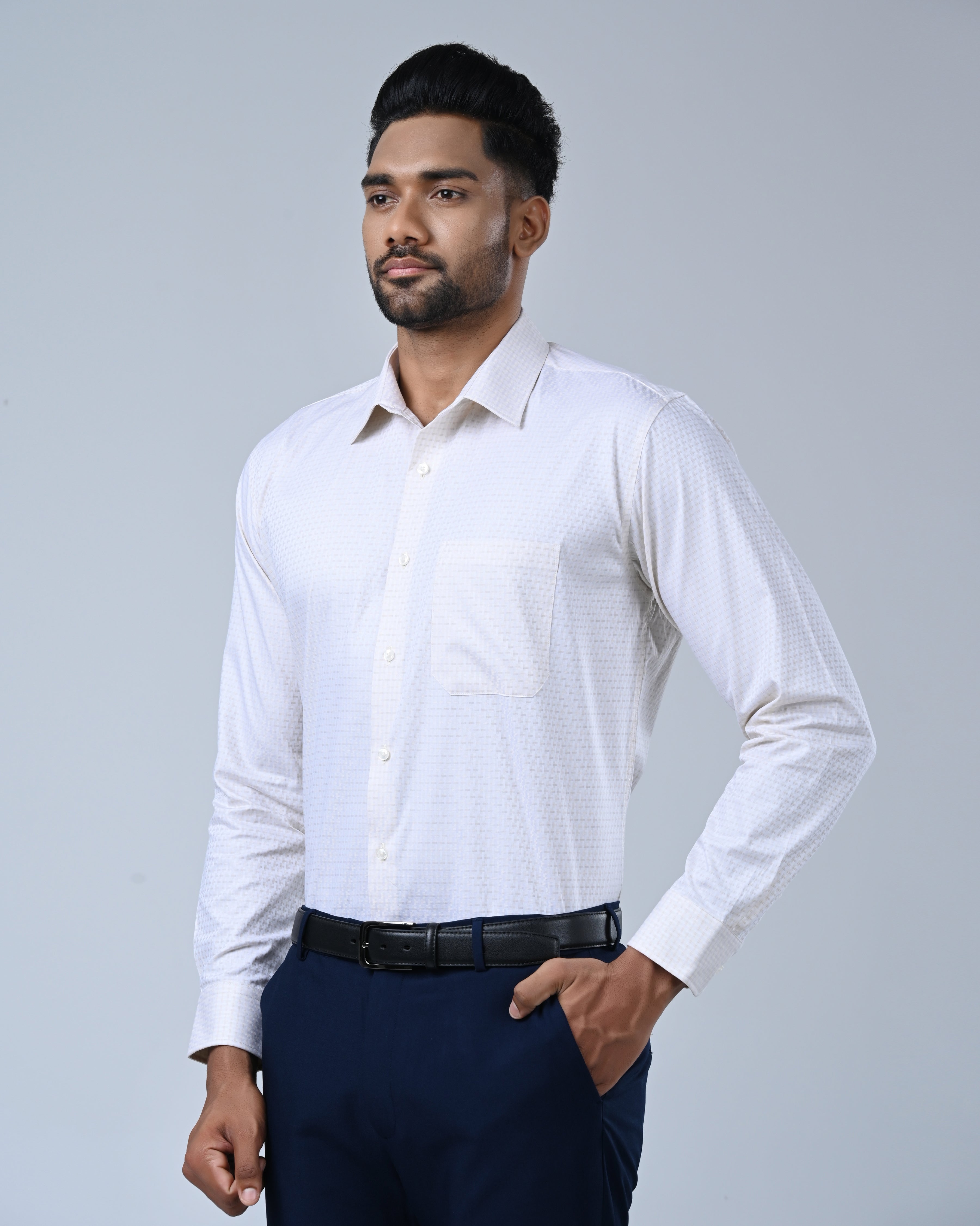 Vantage Blue Premium Giza Cotton Men’s Shirt – Regular Fit Long Sleeve