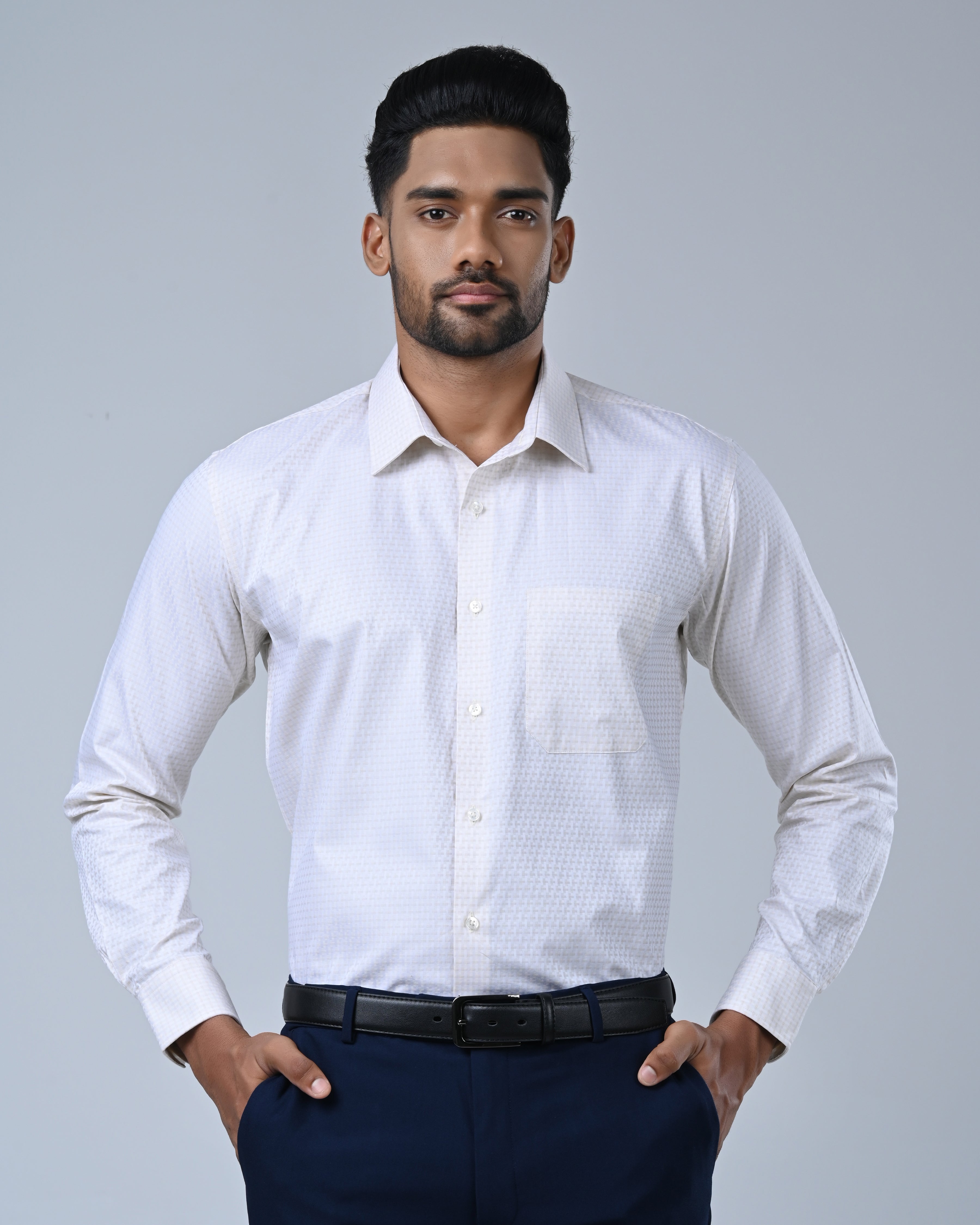 Vantage Blue Premium Giza Cotton Men’s Shirt – Regular Fit Long Sleeve
