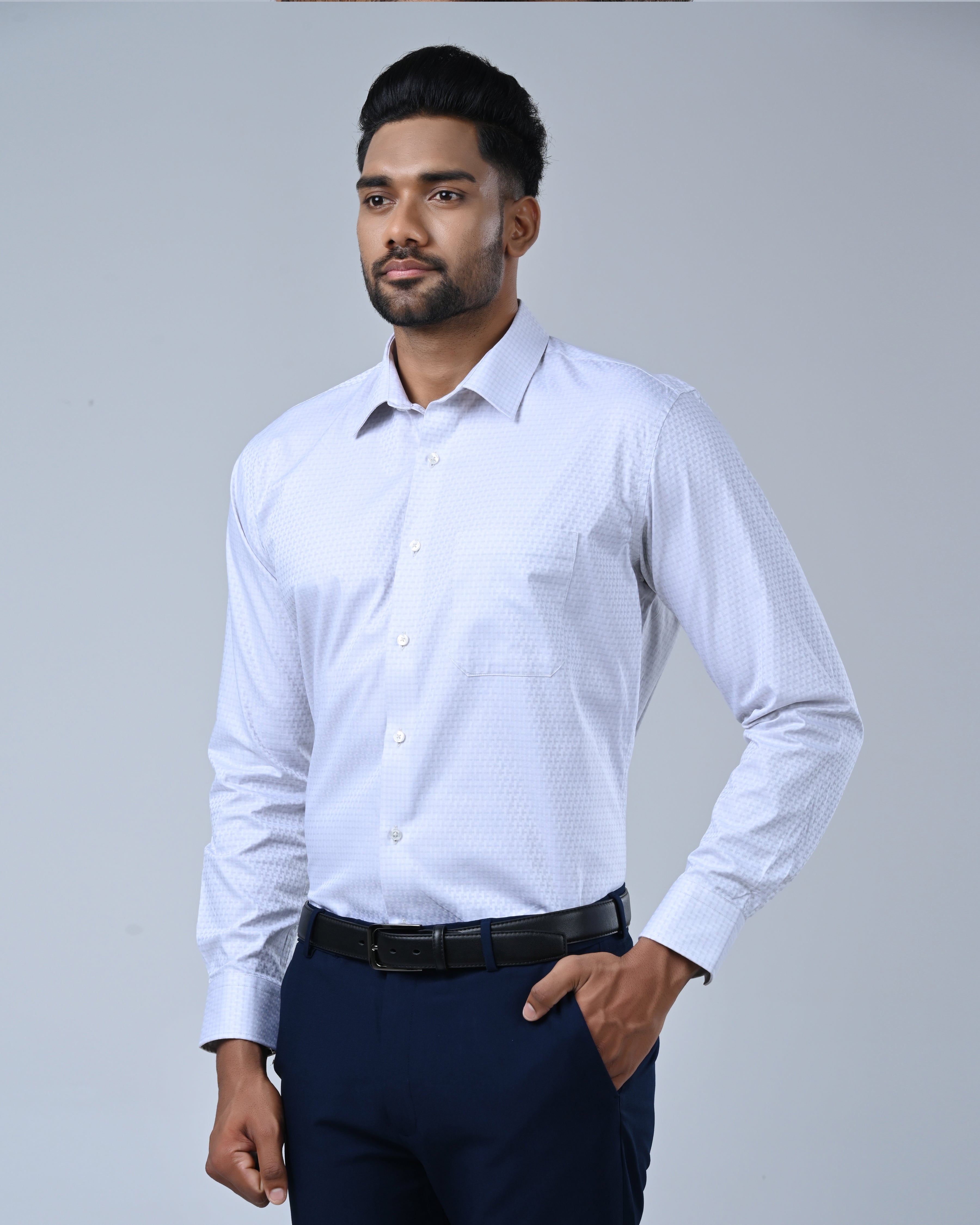Vantage Blue Premium Giza Cotton Men’s Shirt – Regular Fit Long Sleeve
