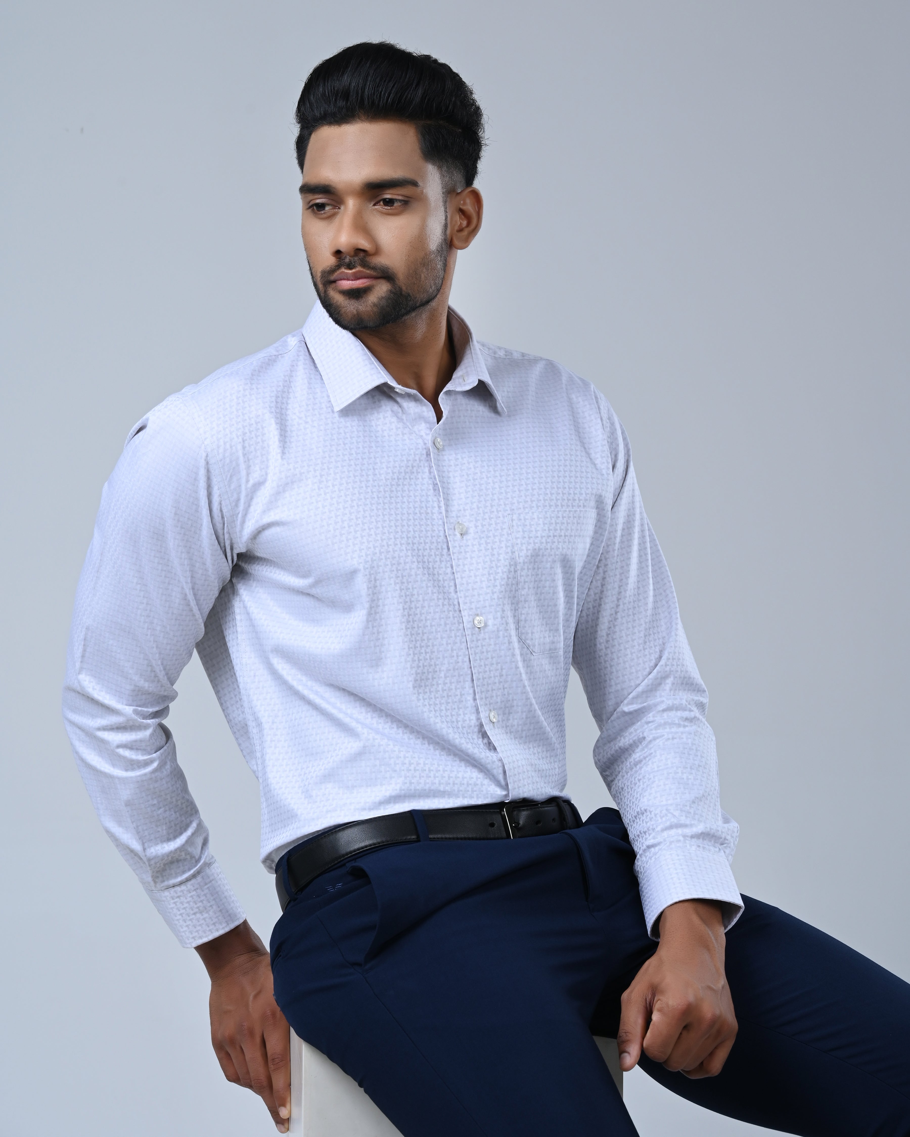 Vantage Blue Premium Giza Cotton Men’s Shirt – Regular Fit Long Sleeve