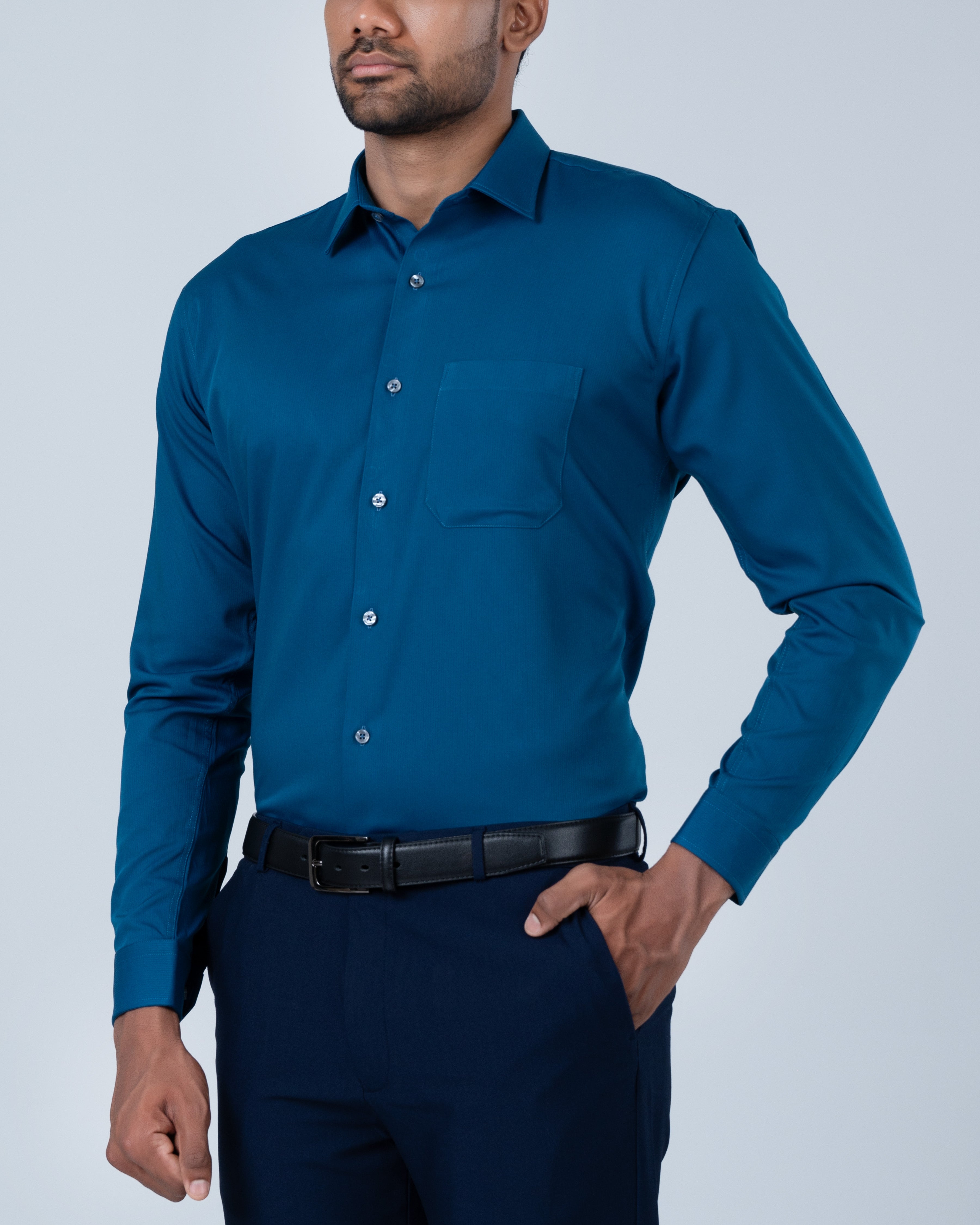 Vantage Blue Premium Bamboo Stretch Slim Fit Long Sleeve Men’s Shirt
