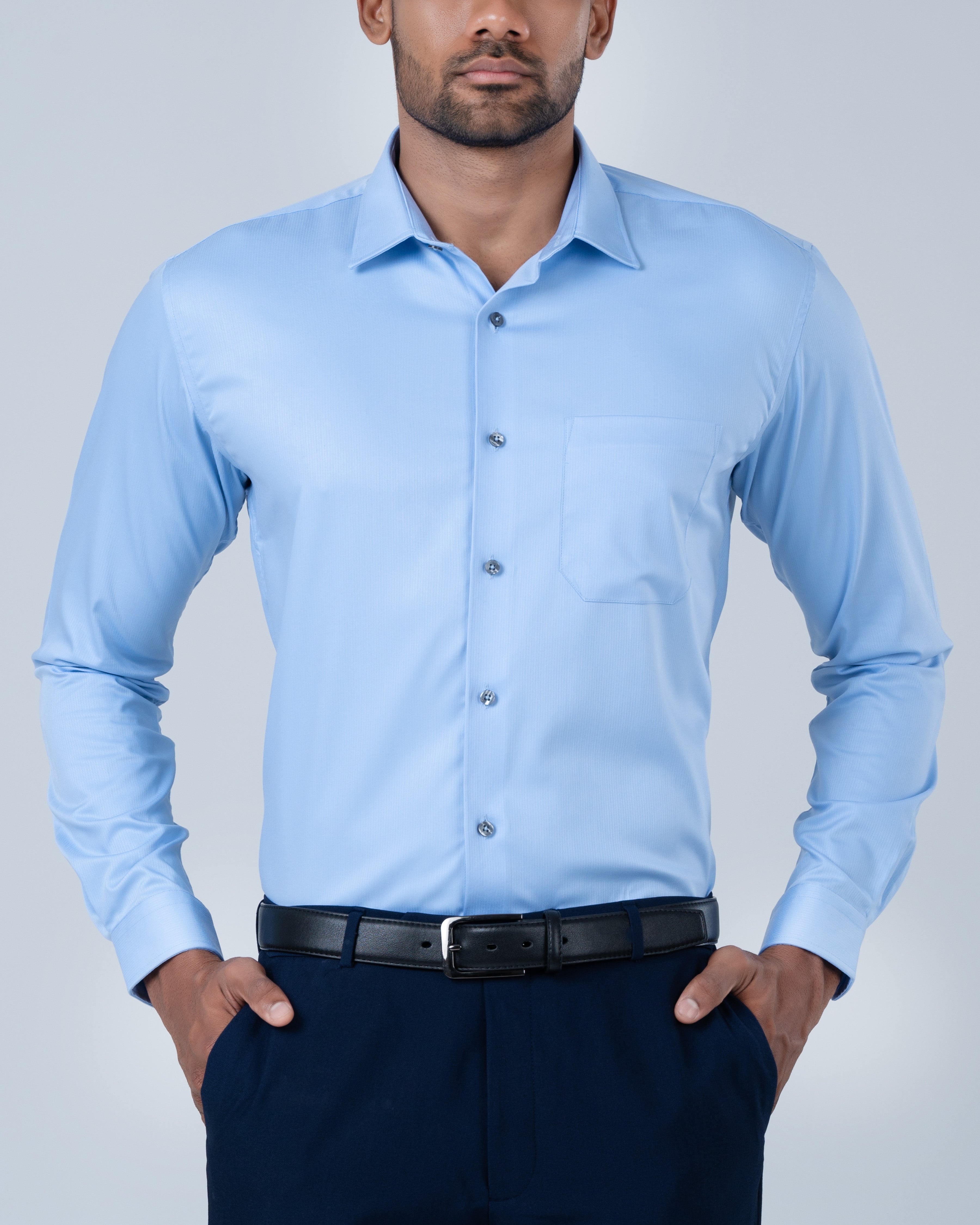 Vantage Blue Premium Bamboo Stretch Slim Fit Long Sleeve Men’s Shirt