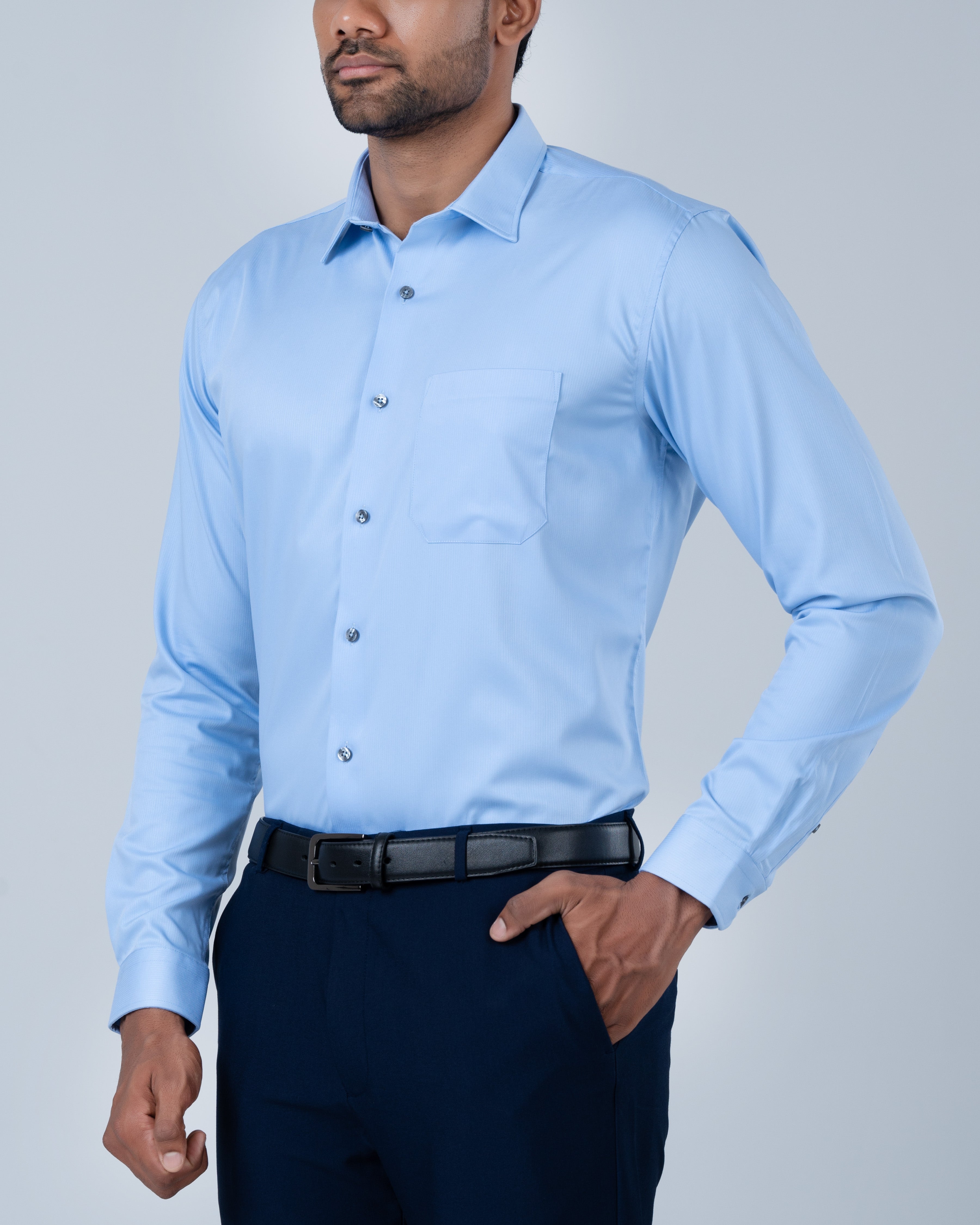 Vantage Blue Premium Bamboo Stretch Slim Fit Long Sleeve Men’s Shirt