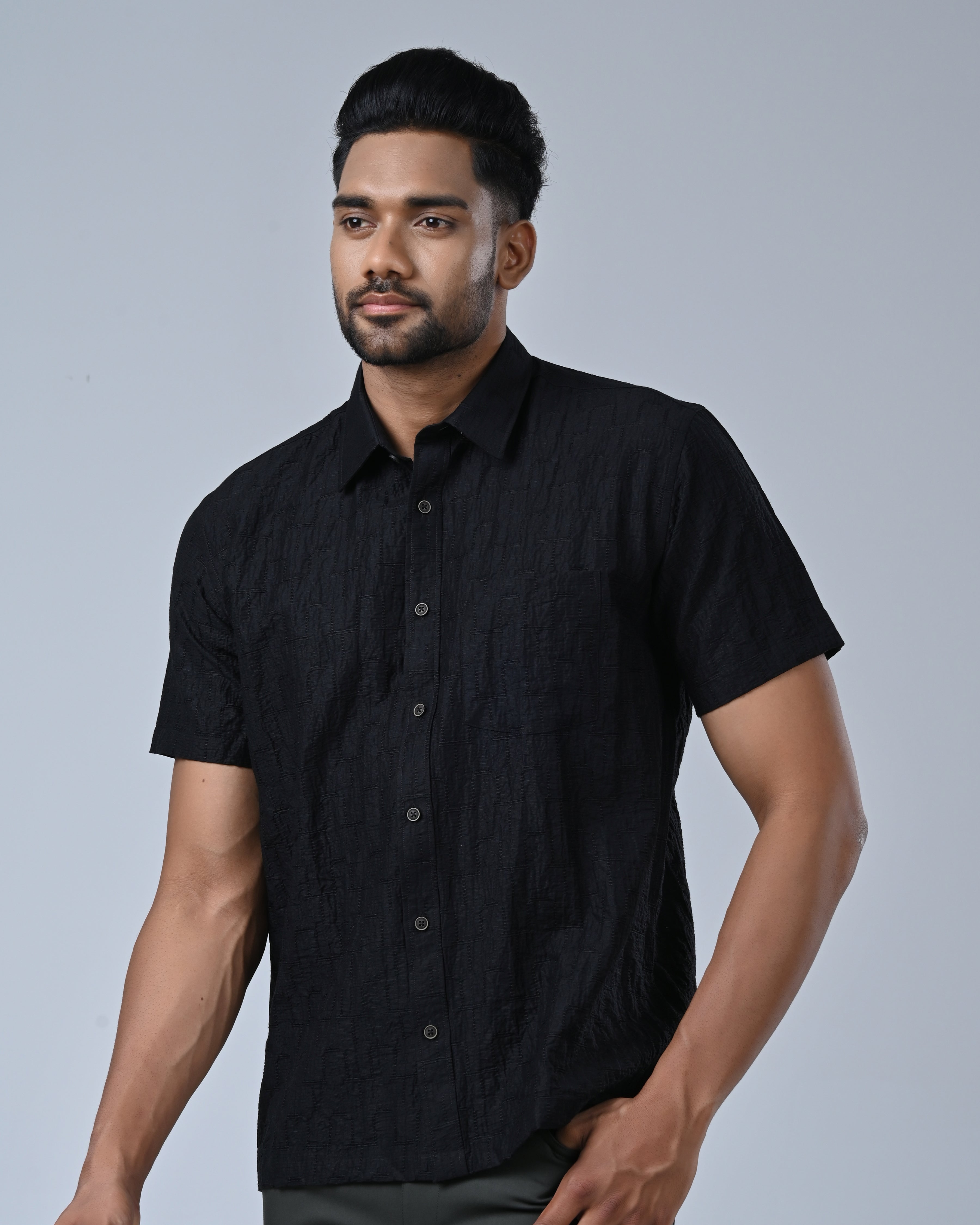 Vantage Men’s Casual Shirt – Cotton Viscose Relax Fit Short Sleeve