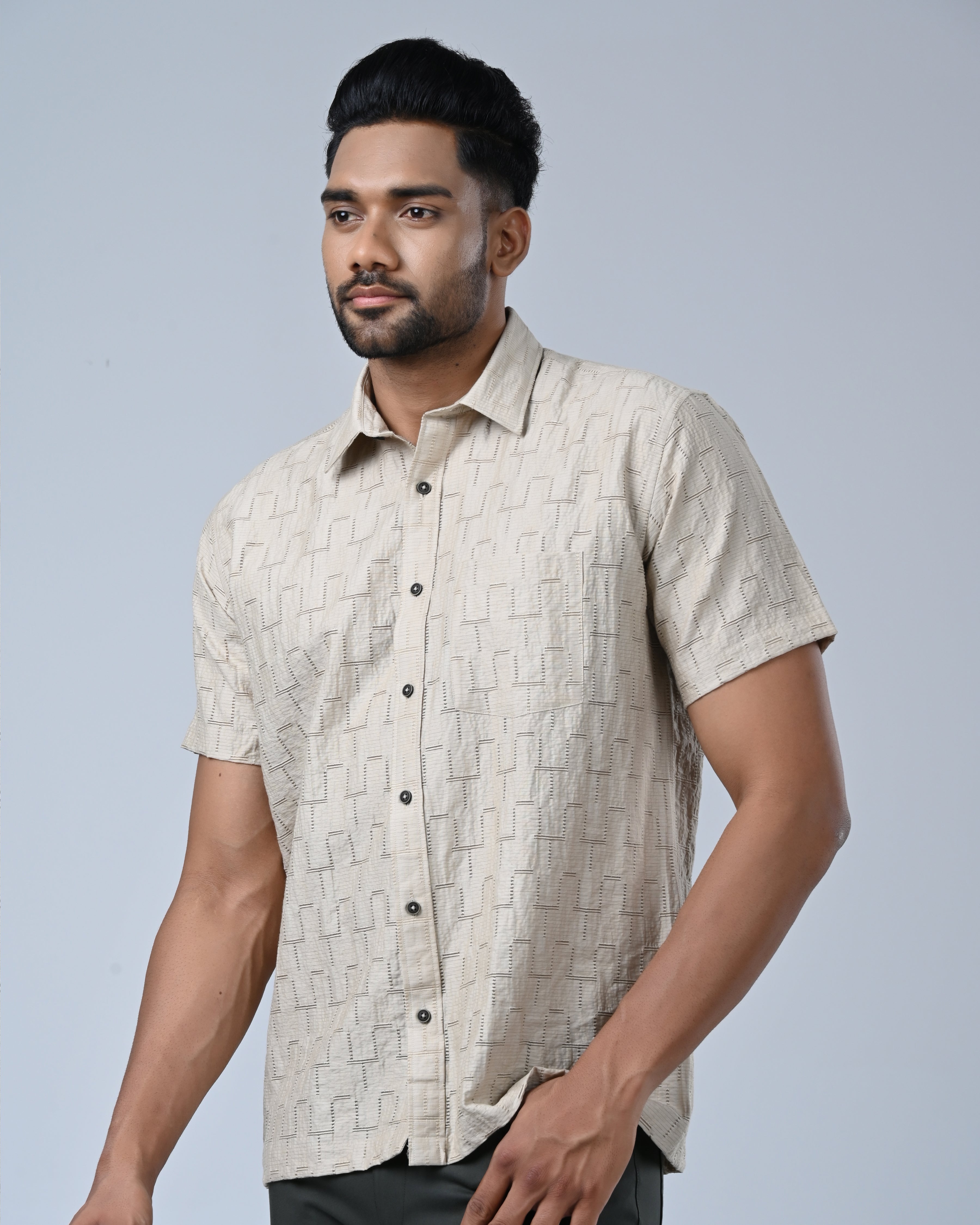 Vantage Men’s Casual Shirt – Cotton Viscose Relax Fit Short Sleeve
