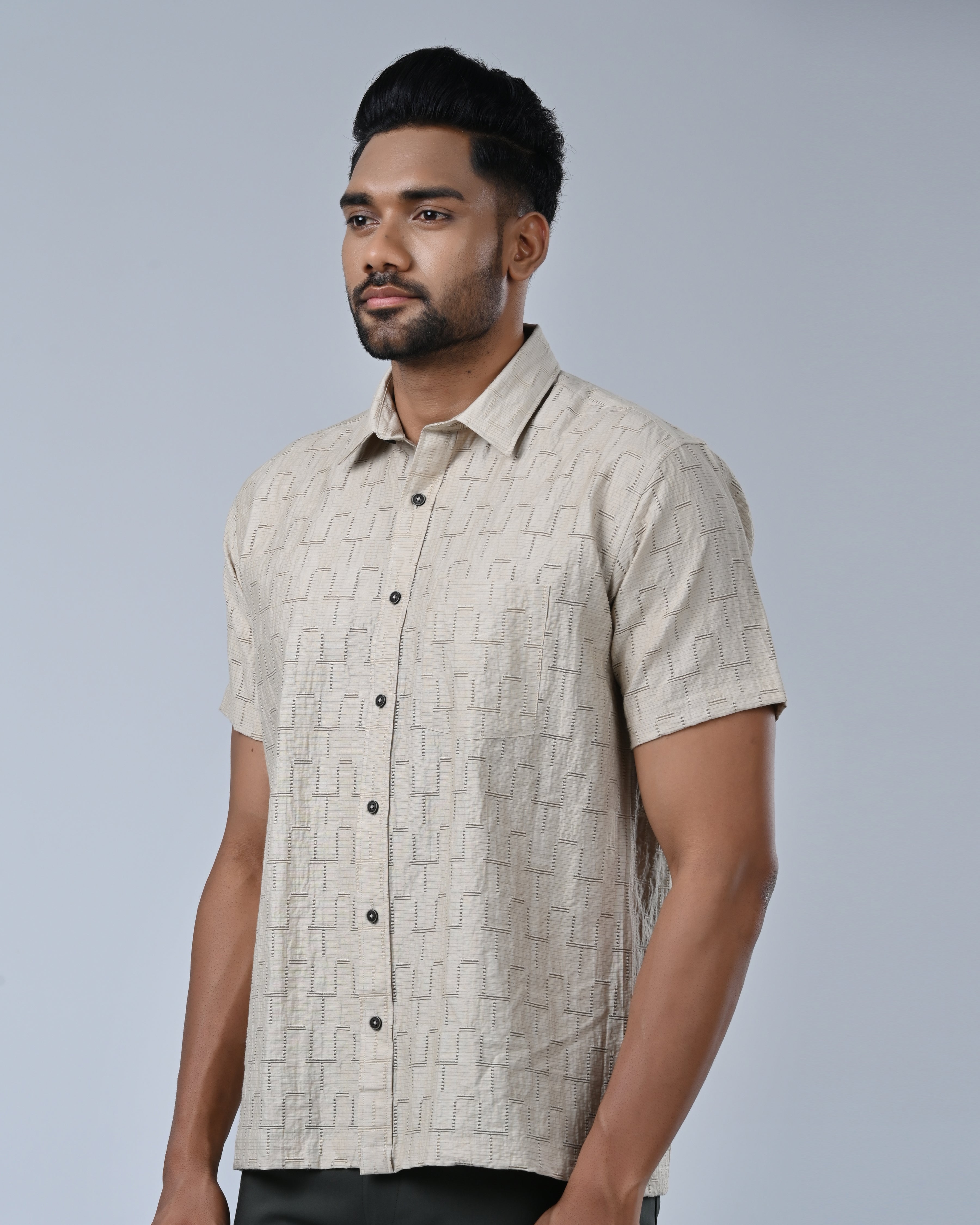 Vantage Men’s Casual Shirt – Cotton Viscose Relax Fit Short Sleeve