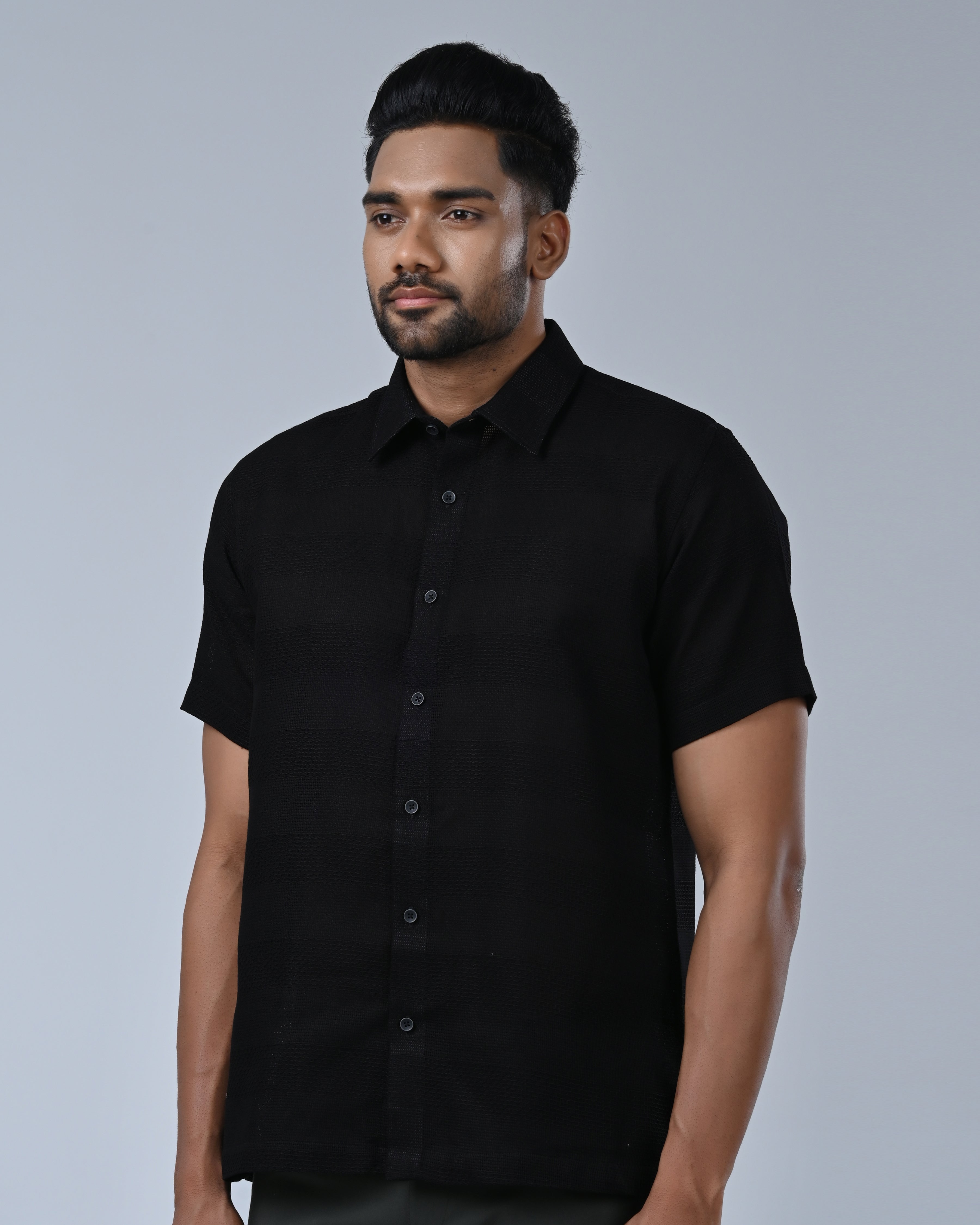 Vantage Men’s Honeycomb Design Casual Shirt – 100% Cotton Relax Fit Short Sleeve