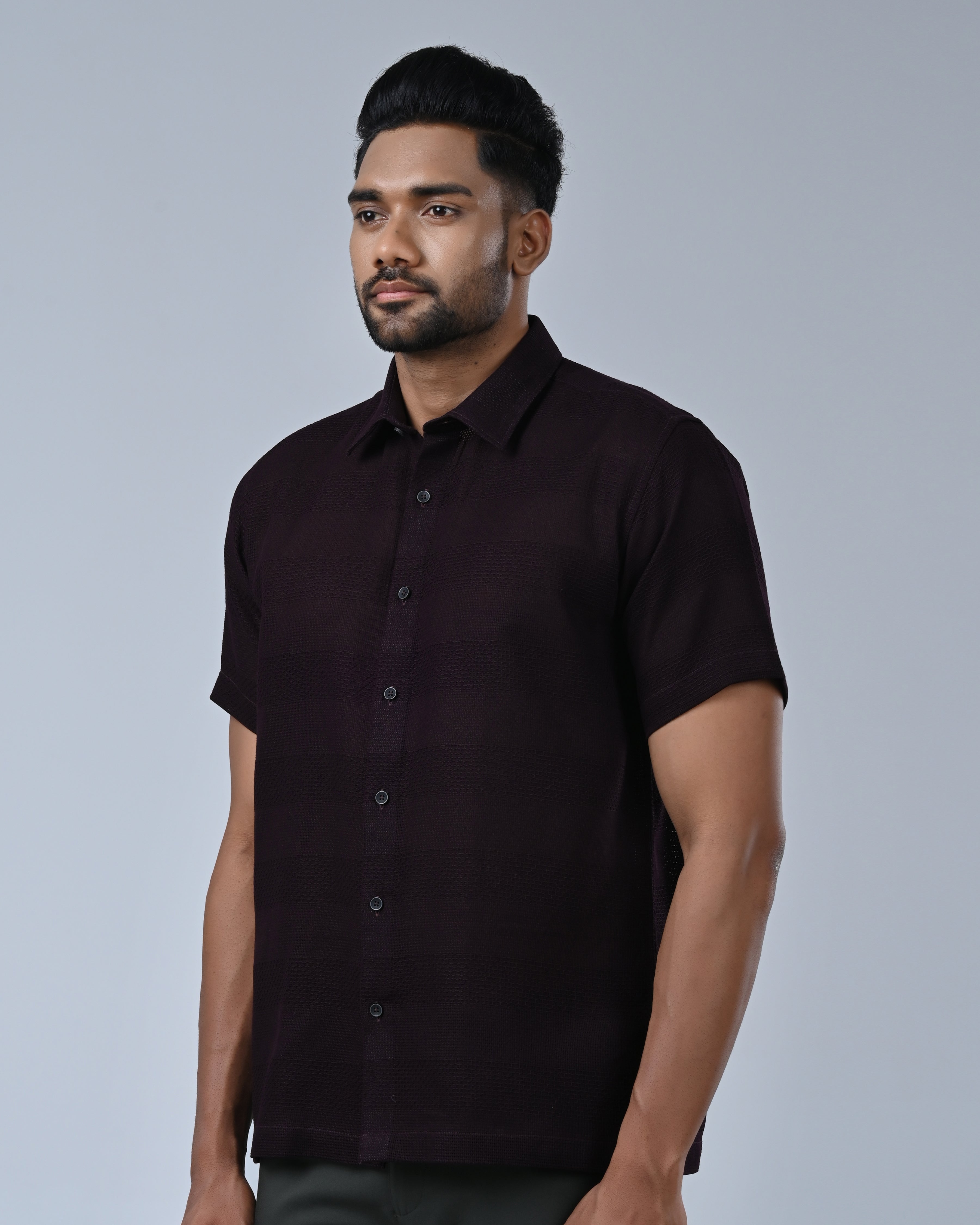 Vantage Men’s Honeycomb Design Casual Shirt – 100% Cotton Relax Fit Short Sleeve