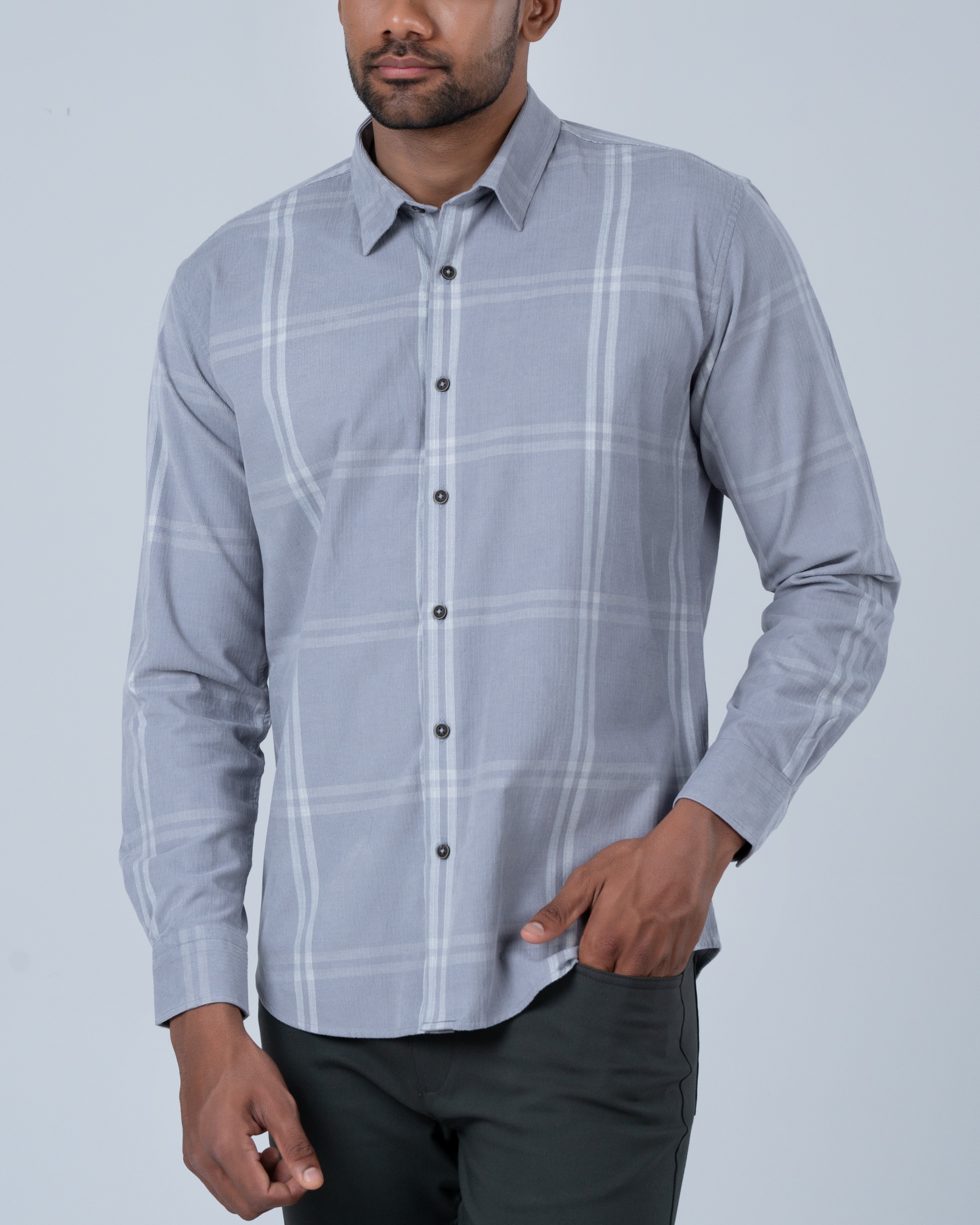 Vantage Casual Cotton Rich Corduroy Relax Fit Long Sleeve Men's Shirt