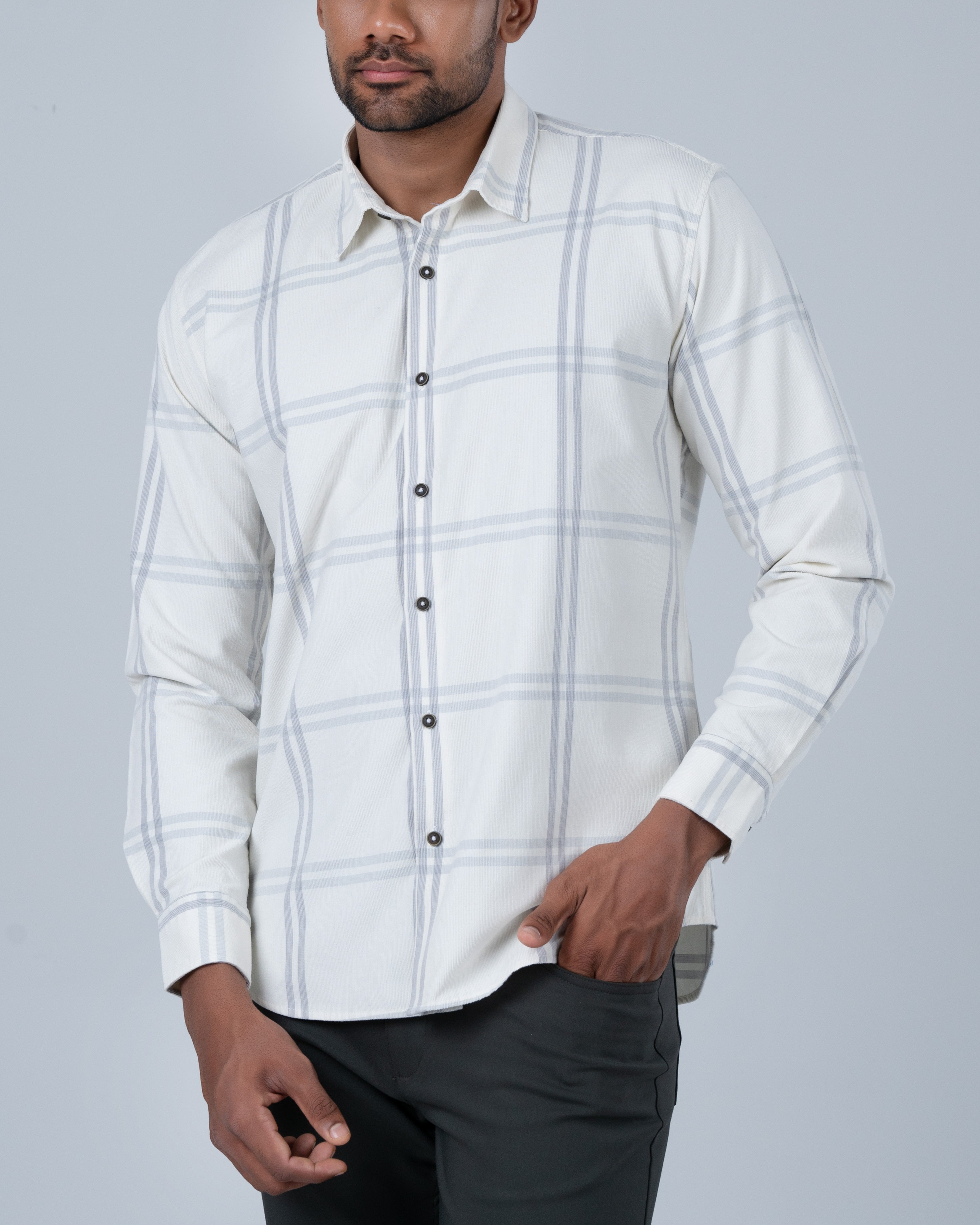 Vantage Casual Cotton Rich Corduroy Relax Fit Long Sleeve Men's Shirt