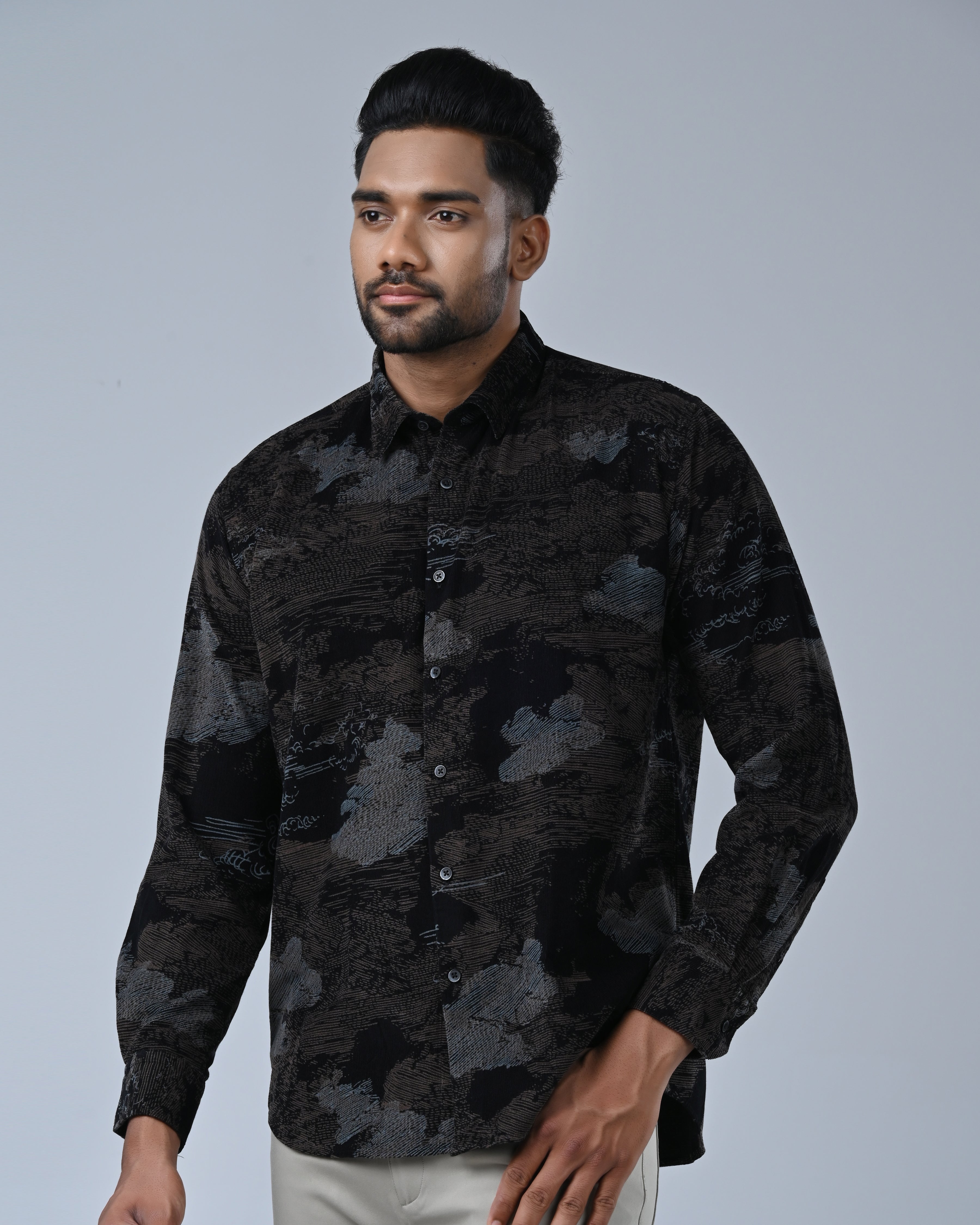 Vantage Men’s Corduroy Casual Shirt – 100% Cotton Relax Fit Long Sleeve