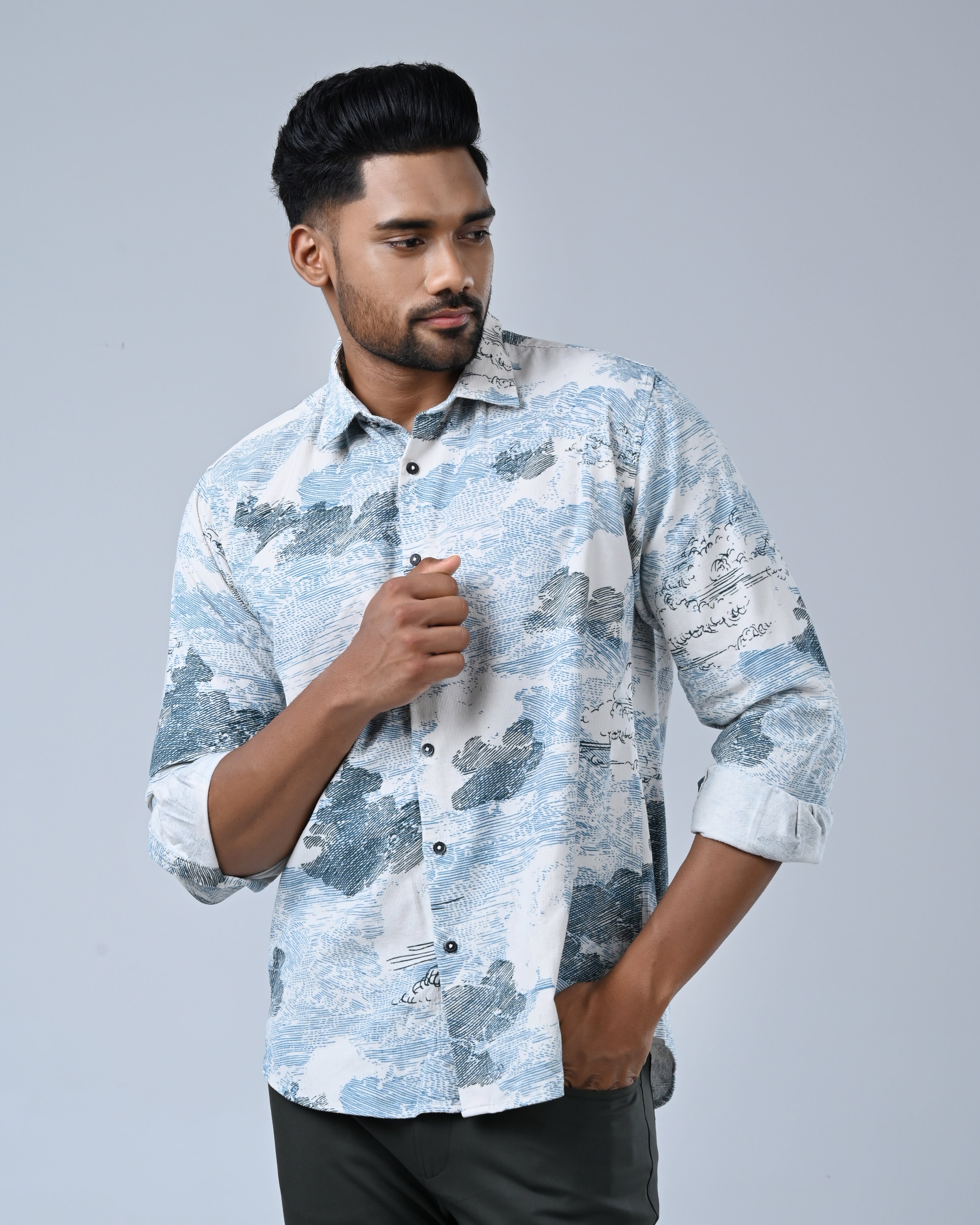 Vantage Men’s Corduroy Casual Shirt – 100% Cotton Relax Fit Long Sleeve