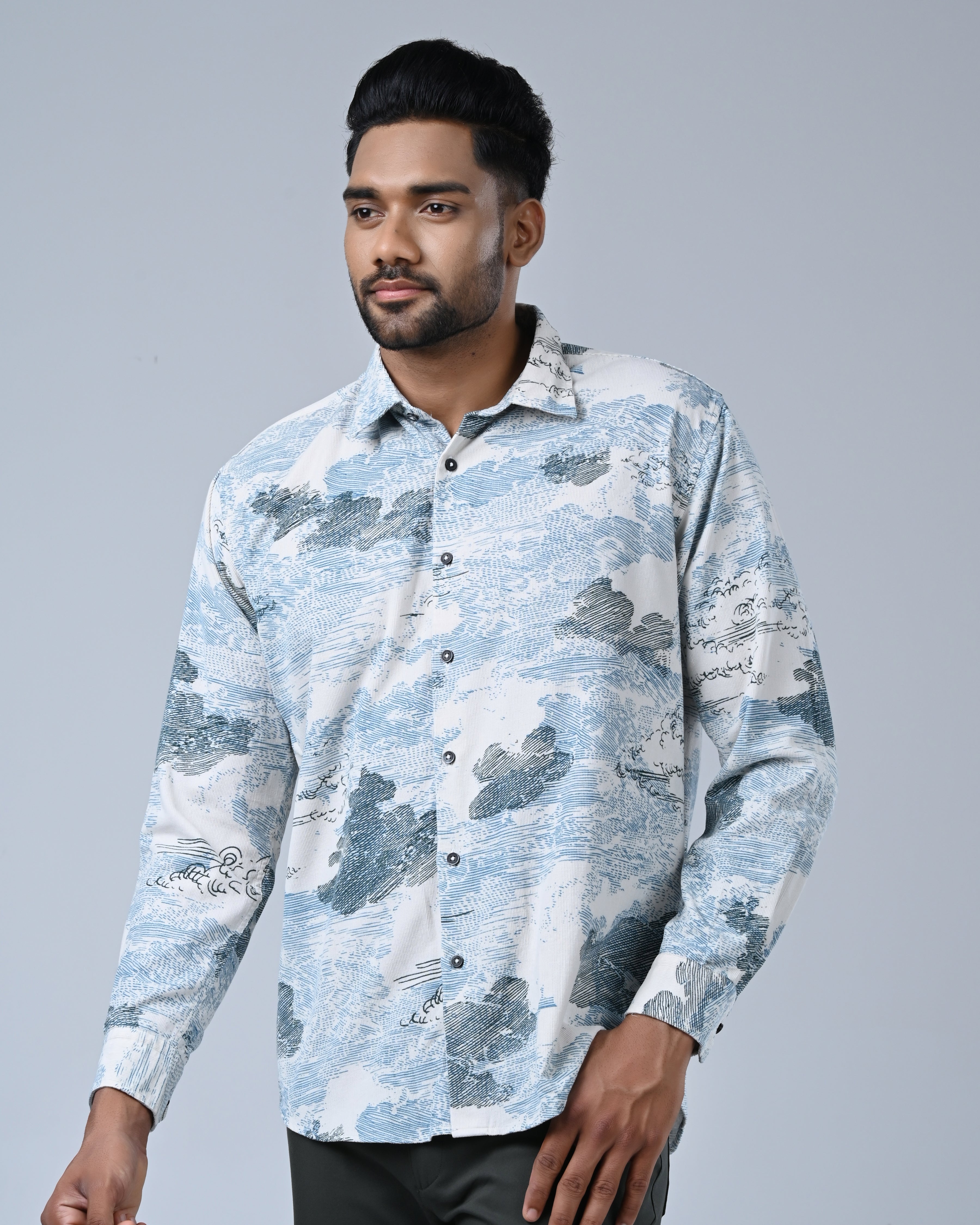 Vantage Men’s Corduroy Casual Shirt – 100% Cotton Relax Fit Long Sleeve
